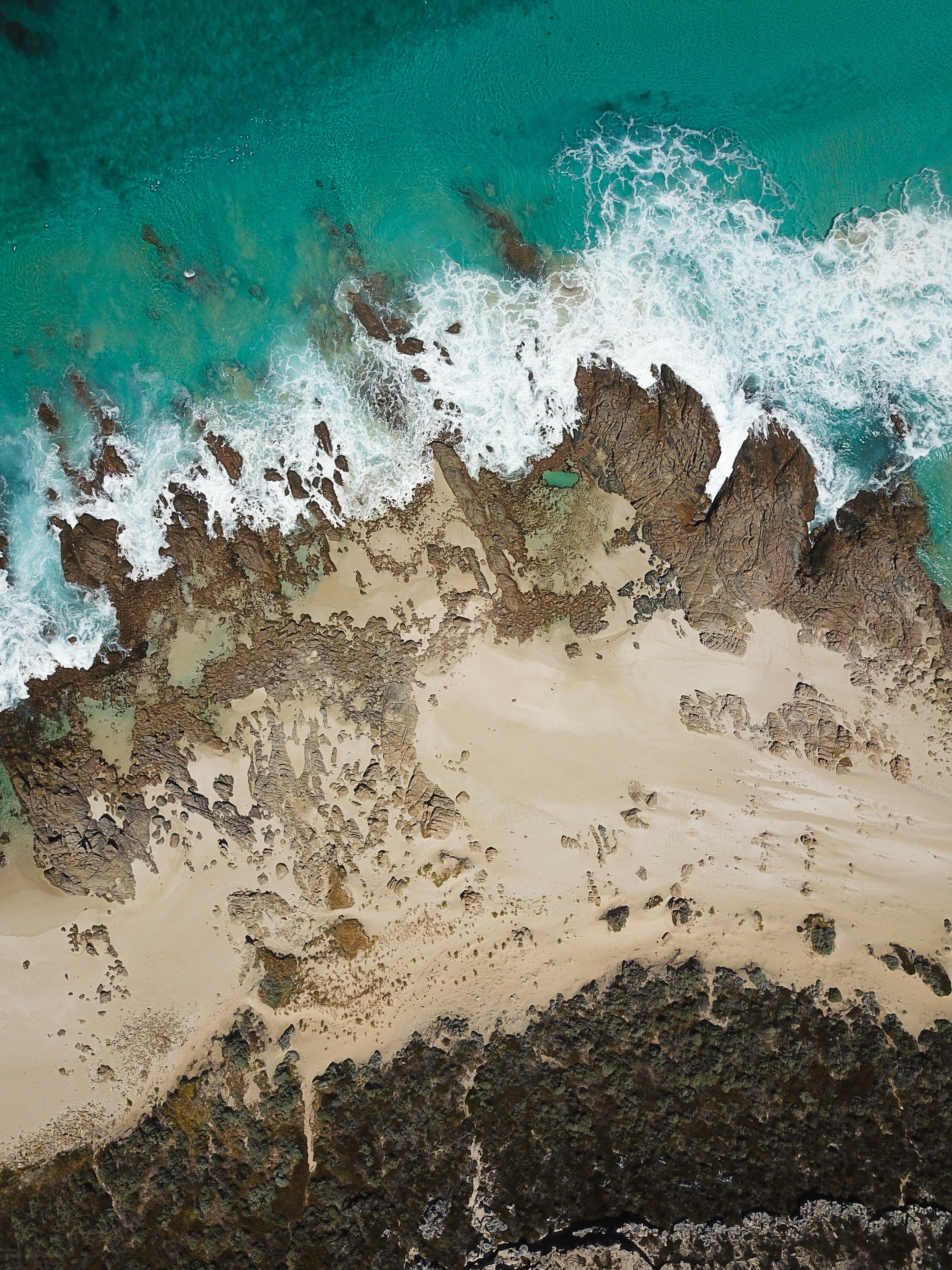 Free download wallpaper Sea, View From Above, Coast, Surf, Nature, Sand on your PC desktop
