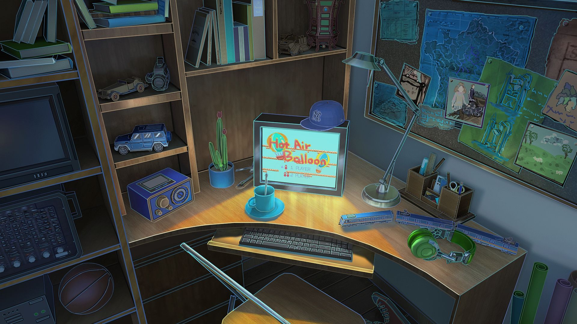 Laden Sie das Zimmer, Nacht, Animes-Bild kostenlos auf Ihren PC-Desktop herunter