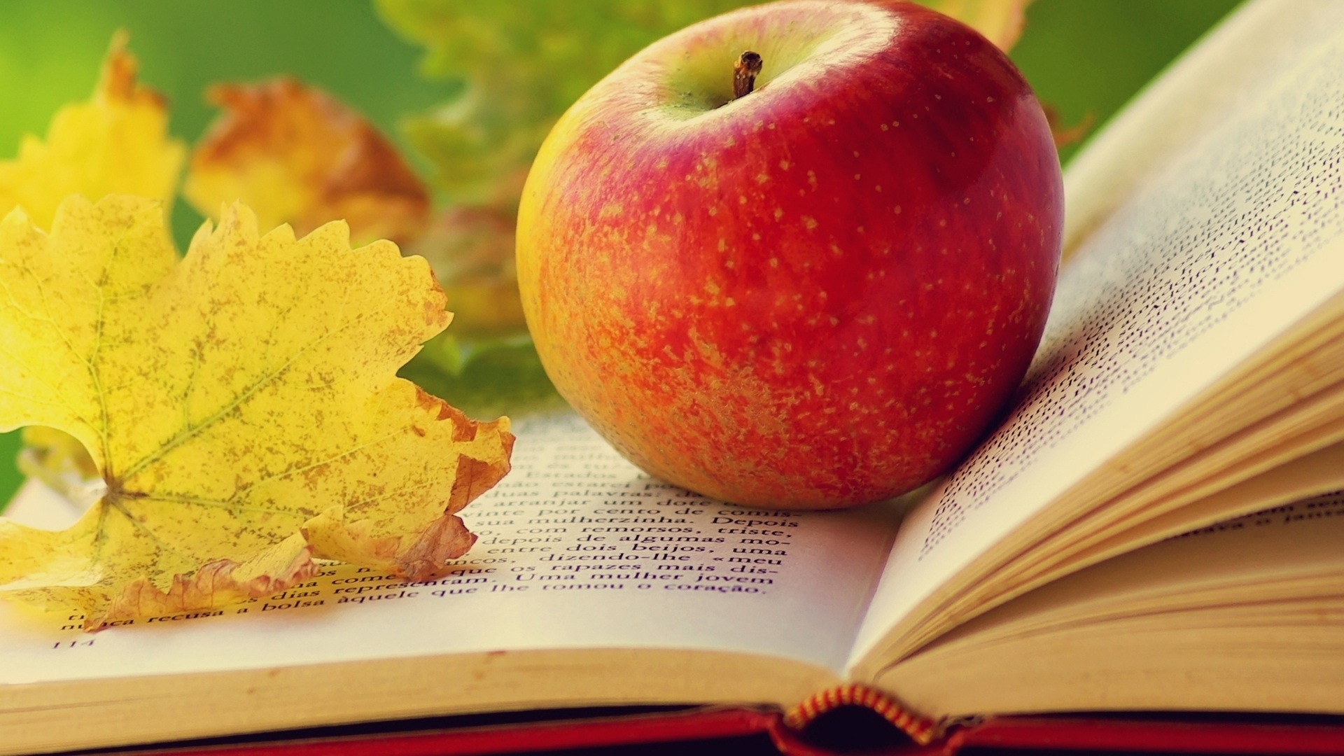 Free download wallpaper Food, Apple, Fruit, Book on your PC desktop