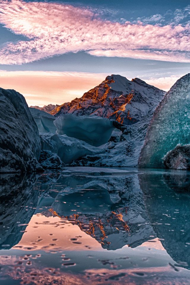 Download mobile wallpaper Nature, Water, Ice, Mountain, Reflection, Earth for free.