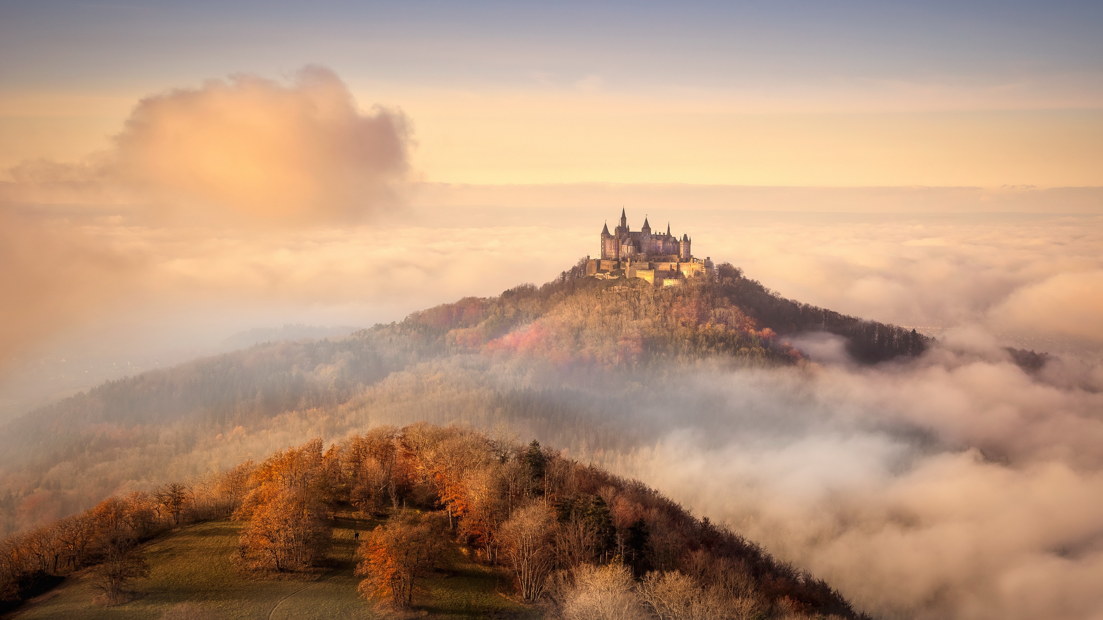 Download mobile wallpaper Castles, Man Made, Castle, Sea Of Clouds for free.