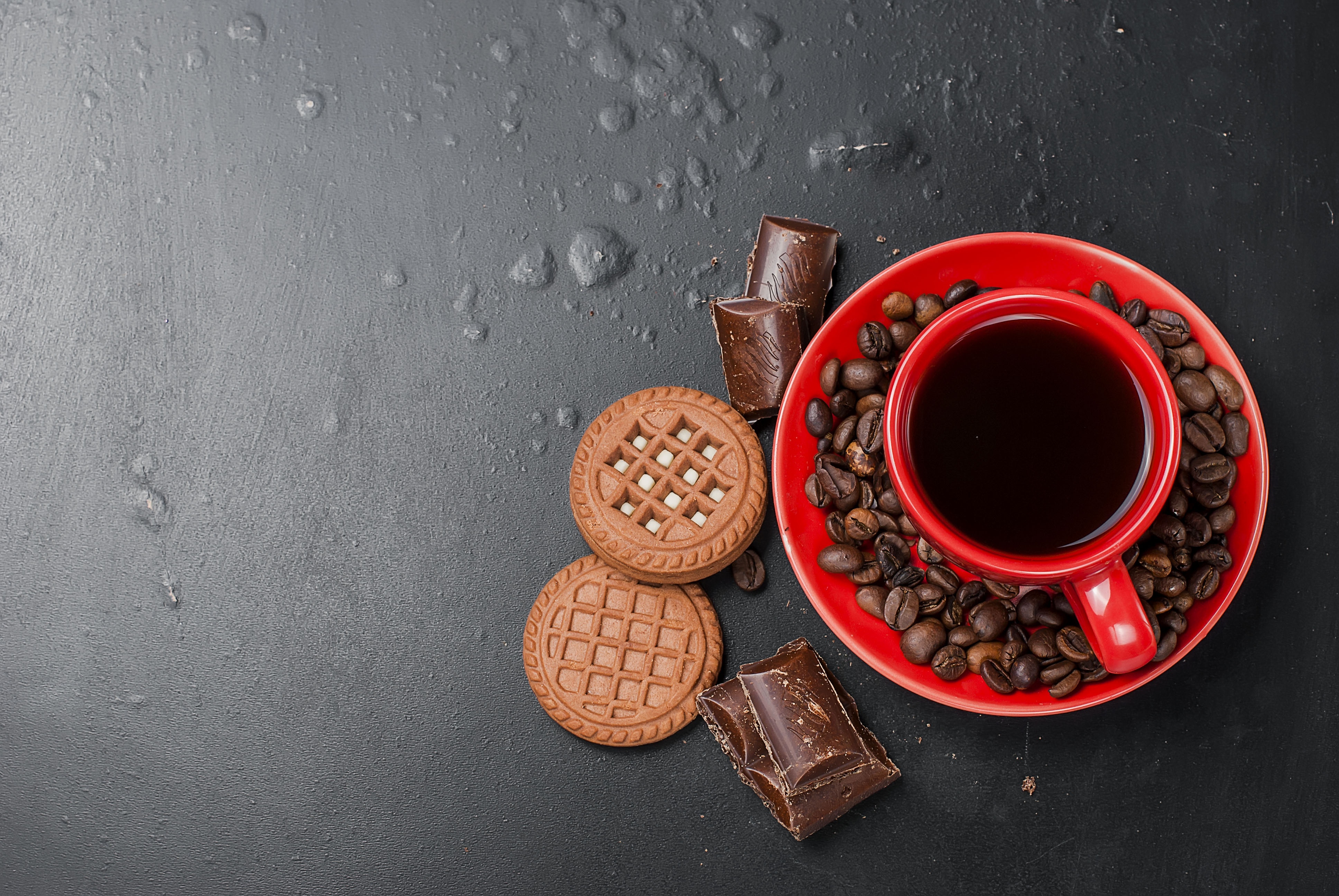 Download mobile wallpaper Food, Chocolate, Coffee, Still Life, Cup, Coffee Beans, Cookie for free.
