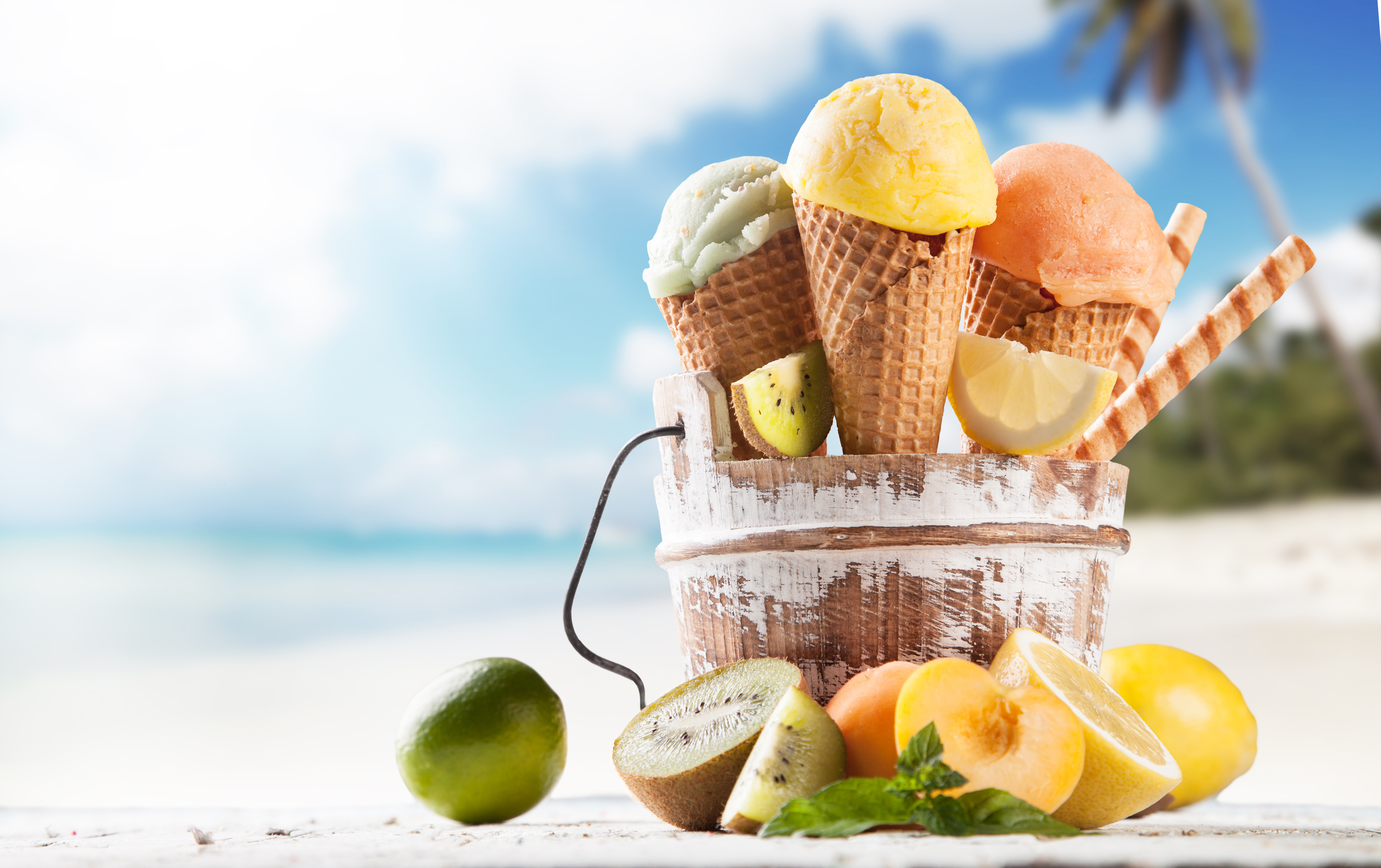 757212画像をダウンロード夏, 食べ物, アイスクリーム, フルーツ, キウイ, レモン-壁紙とスクリーンセーバーを無料で