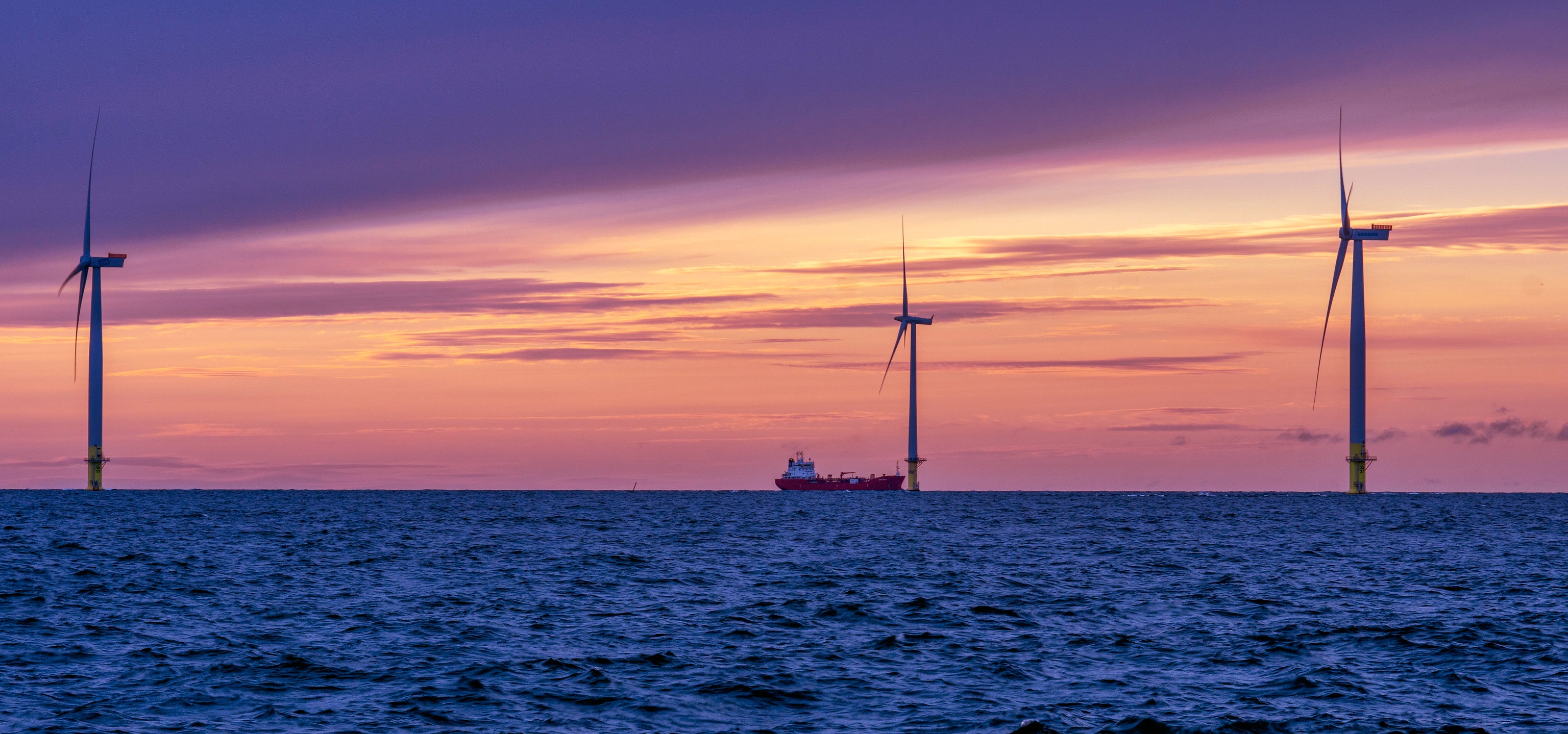 Download mobile wallpaper Sunset, Sea, Ship, Photography, Finland, Wind Turbine, Seascape, Bothnian Sea for free.