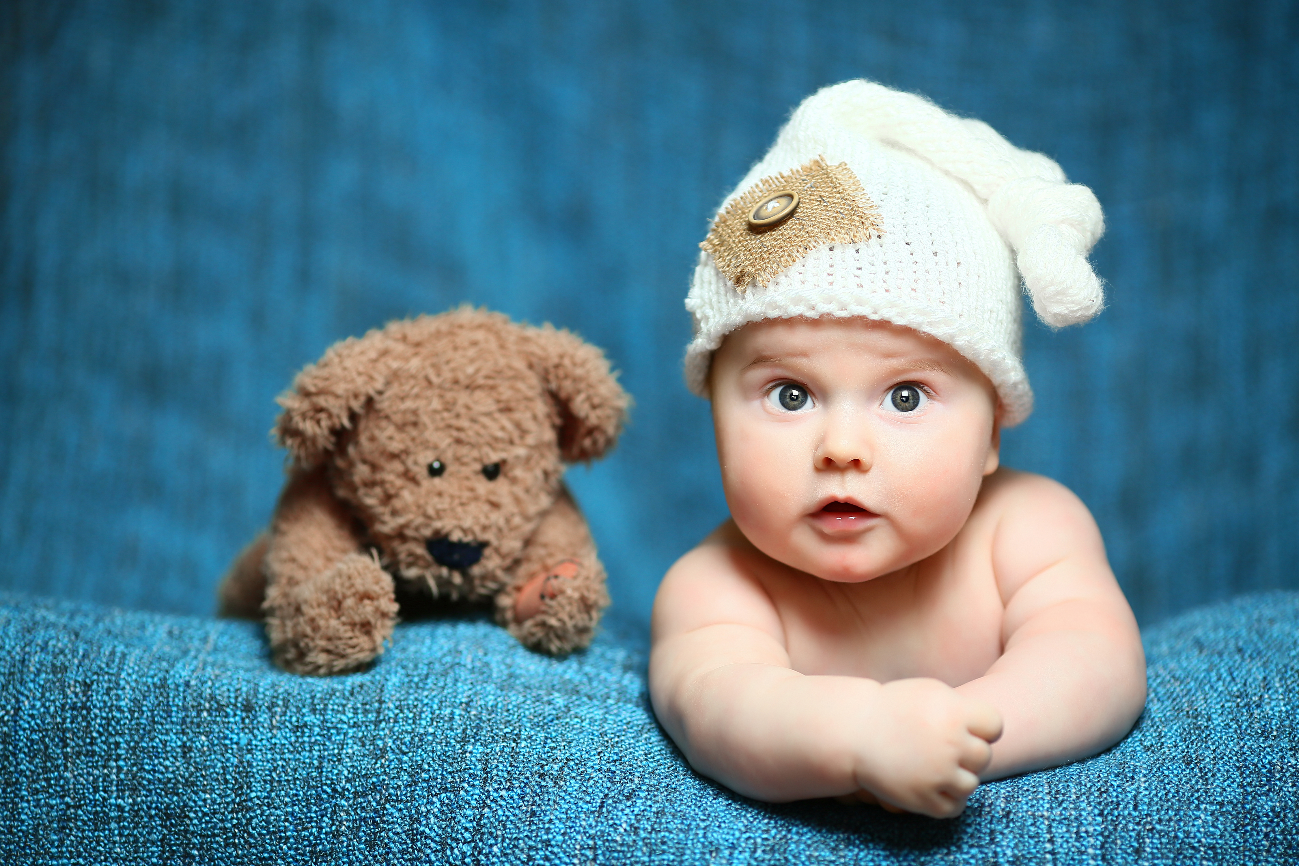 Download mobile wallpaper Teddy Bear, Hat, Photography, Baby for free.
