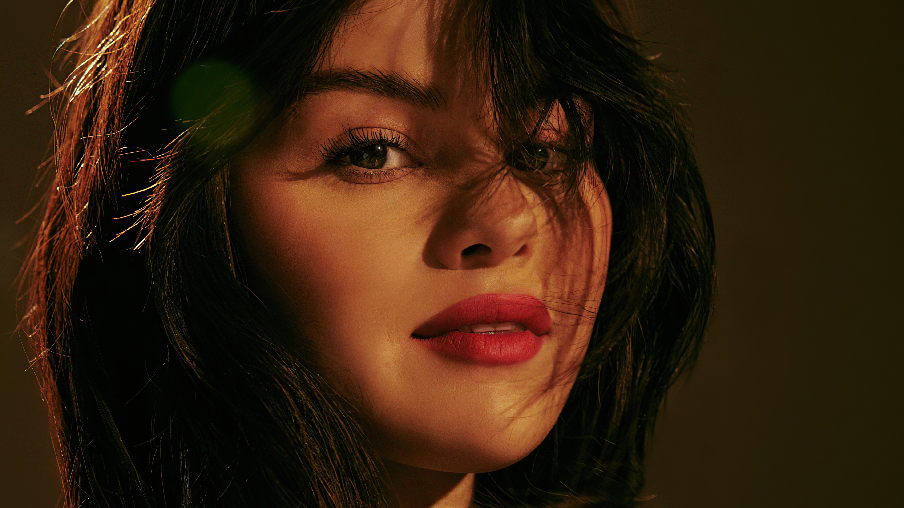 Download mobile wallpaper Music, Selena Gomez, Singer, Face, American, Black Hair, Lipstick for free.
