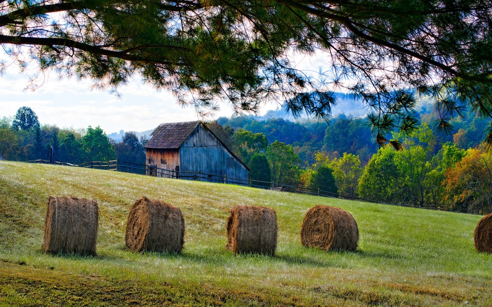 Download mobile wallpaper Tree, Field, Barn, Man Made for free.