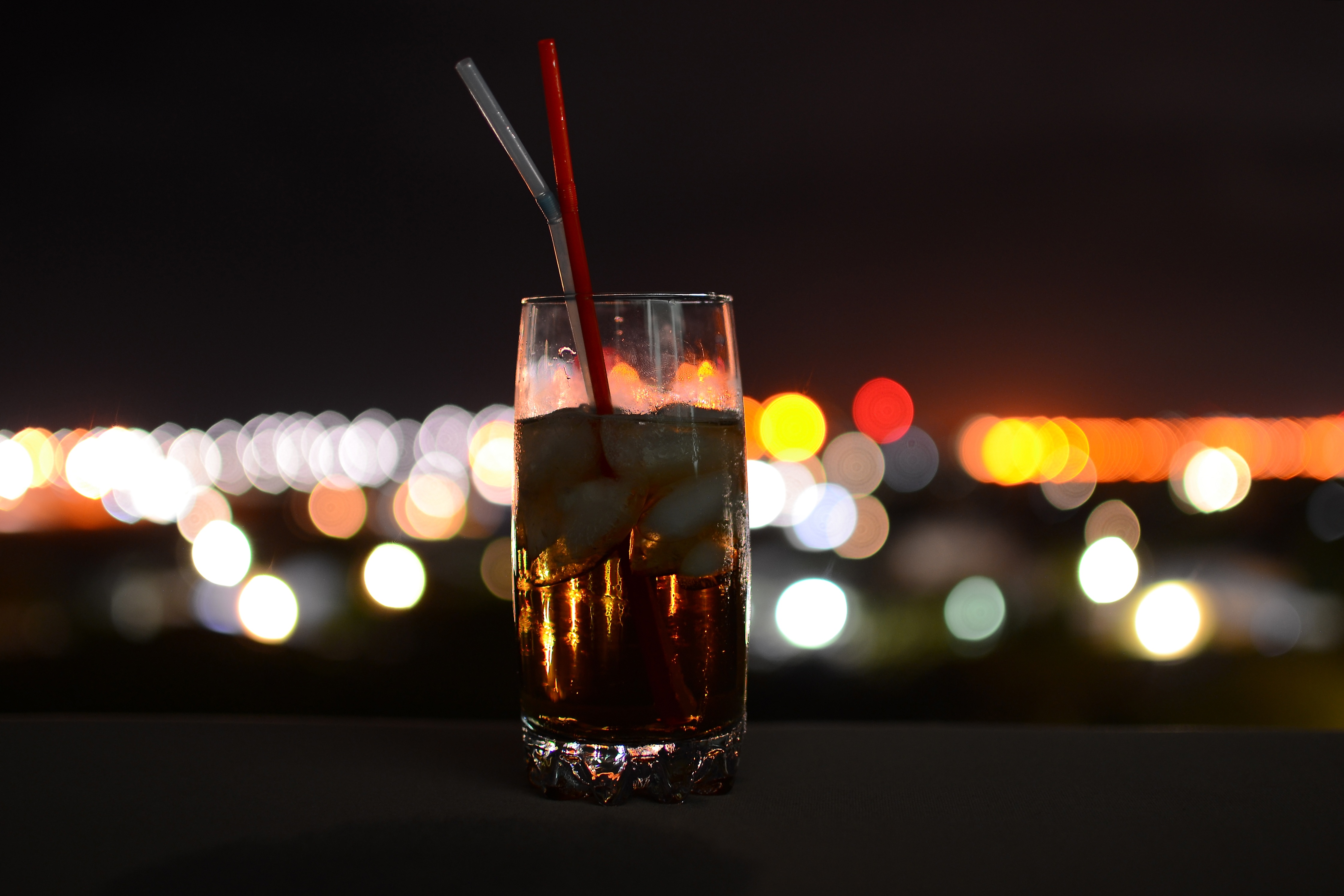 Download mobile wallpaper Food, Coca Cola, Glass, Drink, Bokeh for free.