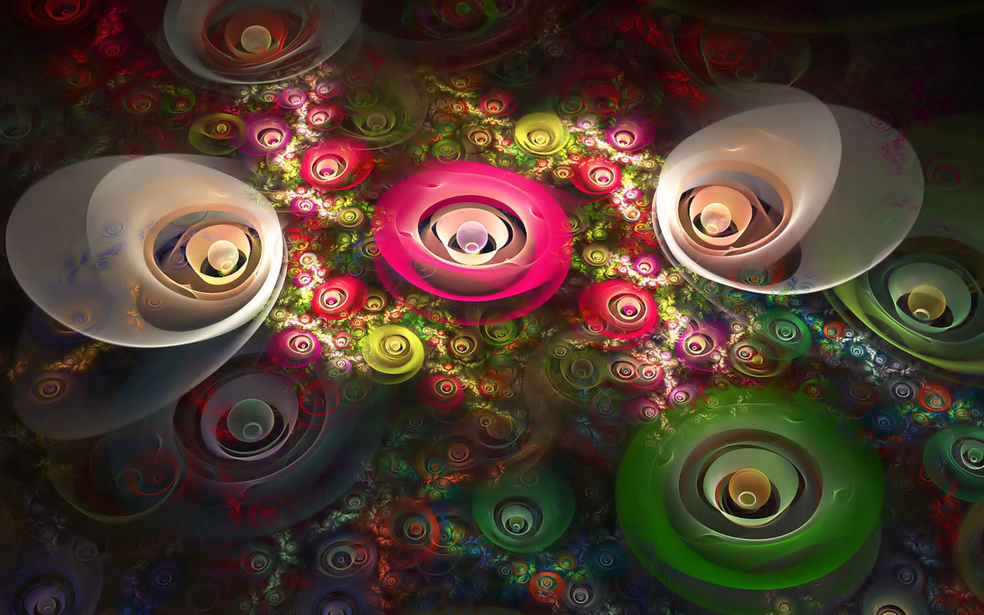Download mobile wallpaper Flowers, Motley, Abstract, Multicolored, Fractal, Background for free.