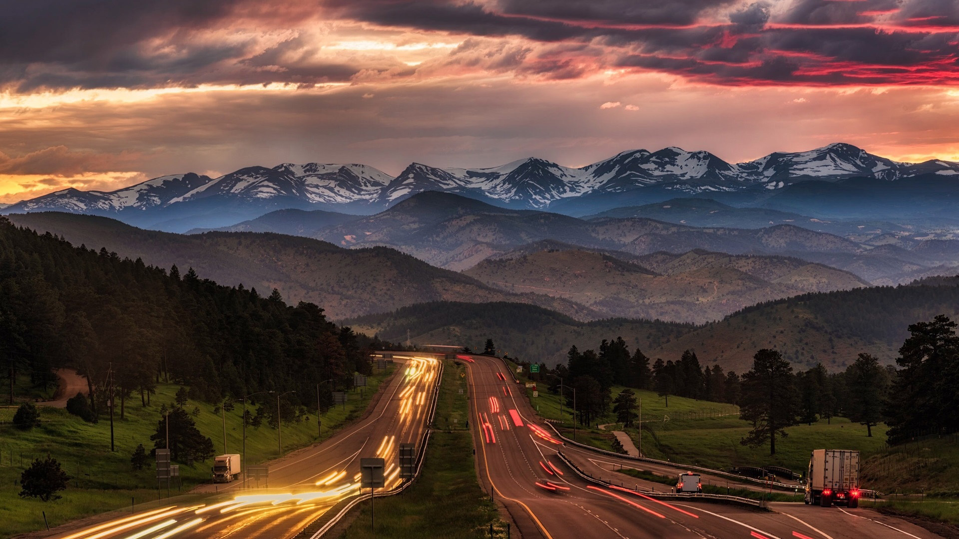 Baixar papel de parede para celular de Paisagem, Montanha, Estrada, Feito Pelo Homem, Lapso De Tempo gratuito.