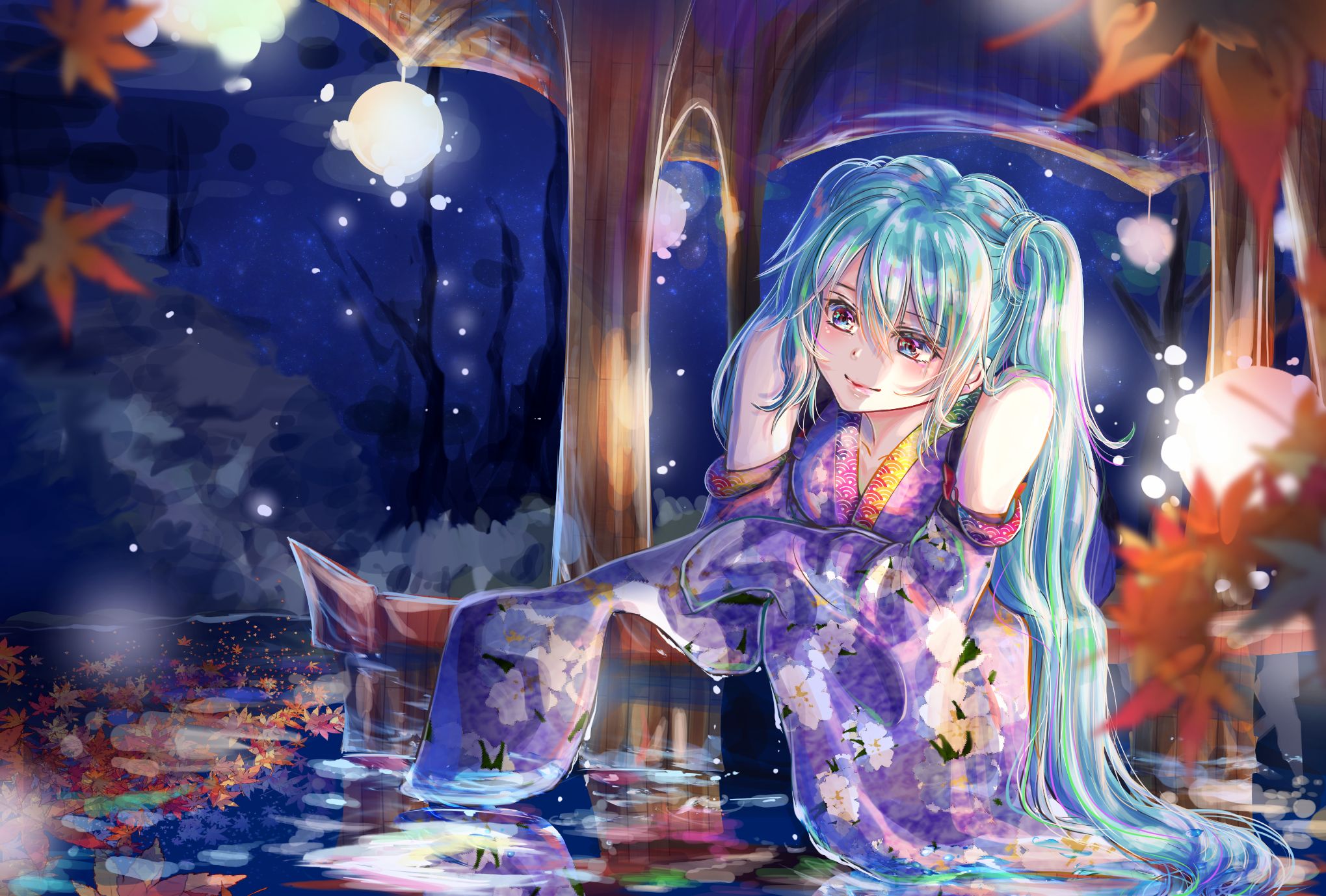 Download mobile wallpaper Anime, Water, Vocaloid, Blue Hair, Hatsune Miku, Long Hair for free.
