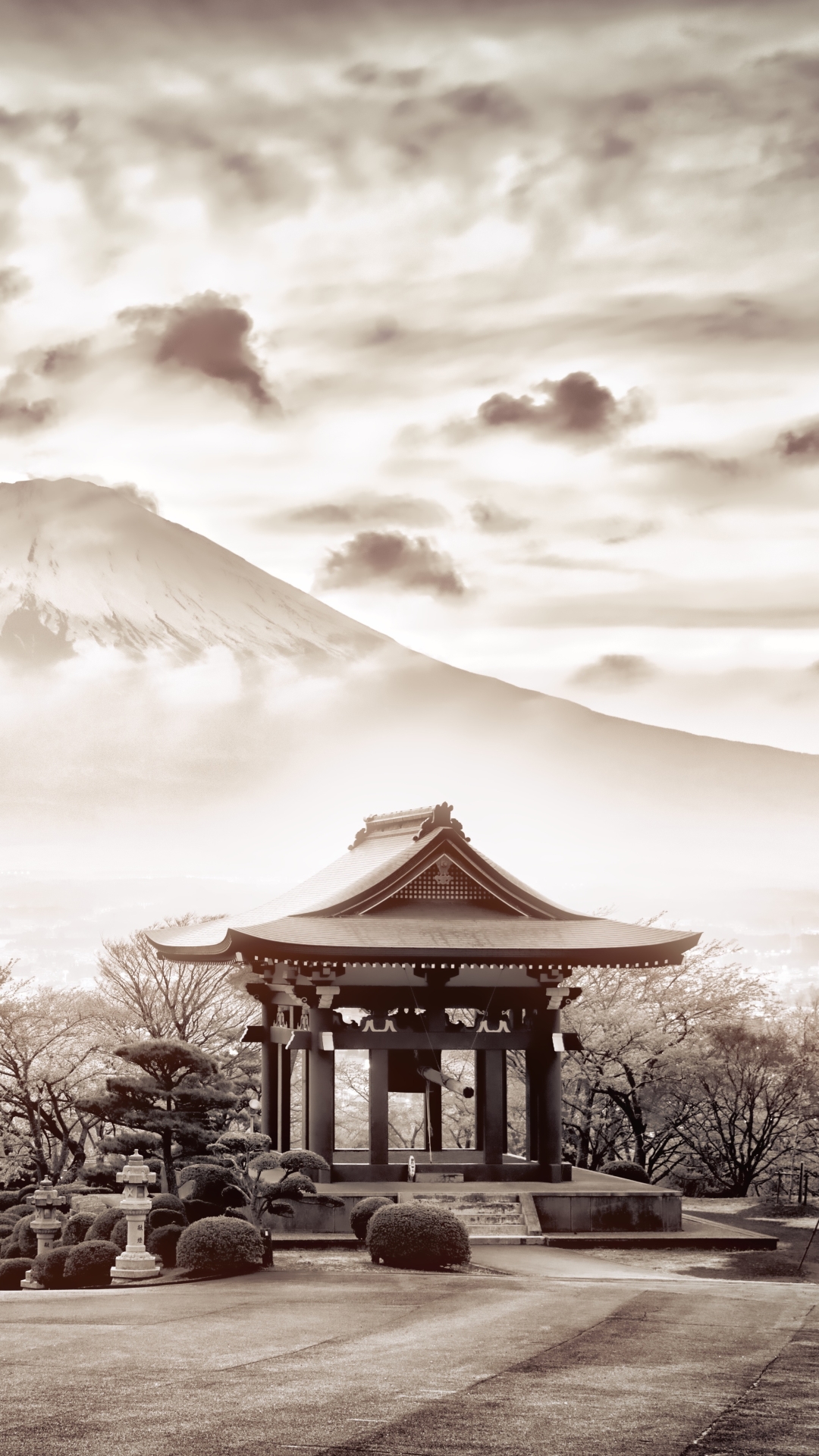 Descarga gratuita de fondo de pantalla para móvil de Japón, Nube, Volcán, Sepia, Monte Fuji, Volcanes, Tierra/naturaleza.