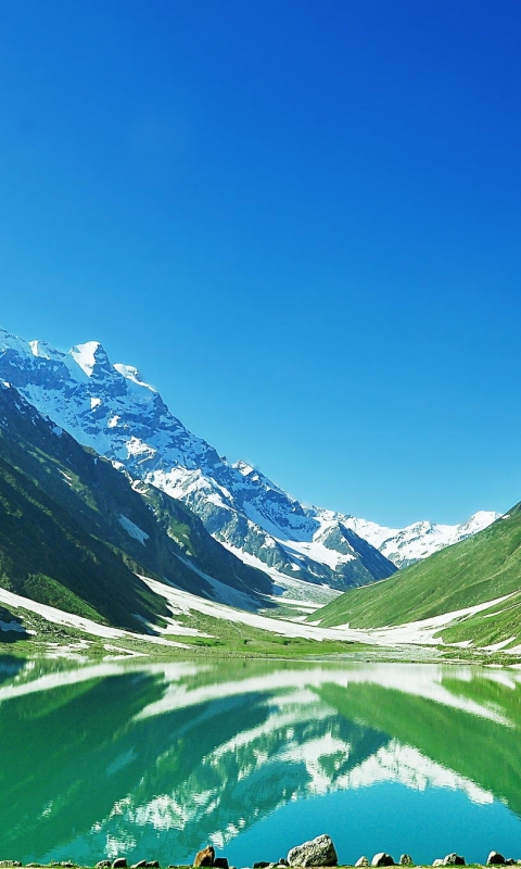 無料モバイル壁紙風景, 自然, 雪, 湖, 山, 反射, 地球をダウンロードします。