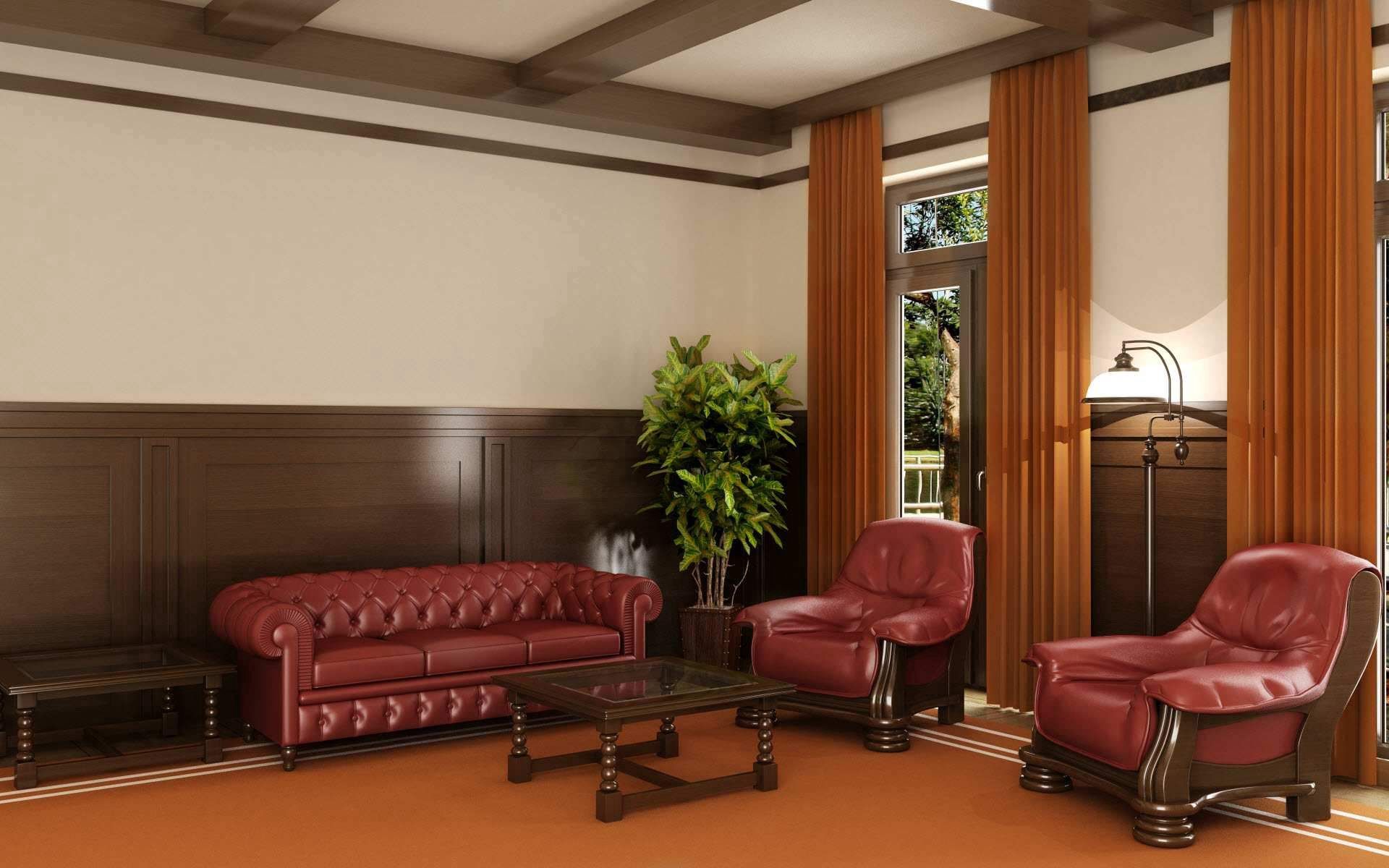furniture, leather, miscellanea, miscellaneous, room, burgundy, vinous, cabinet