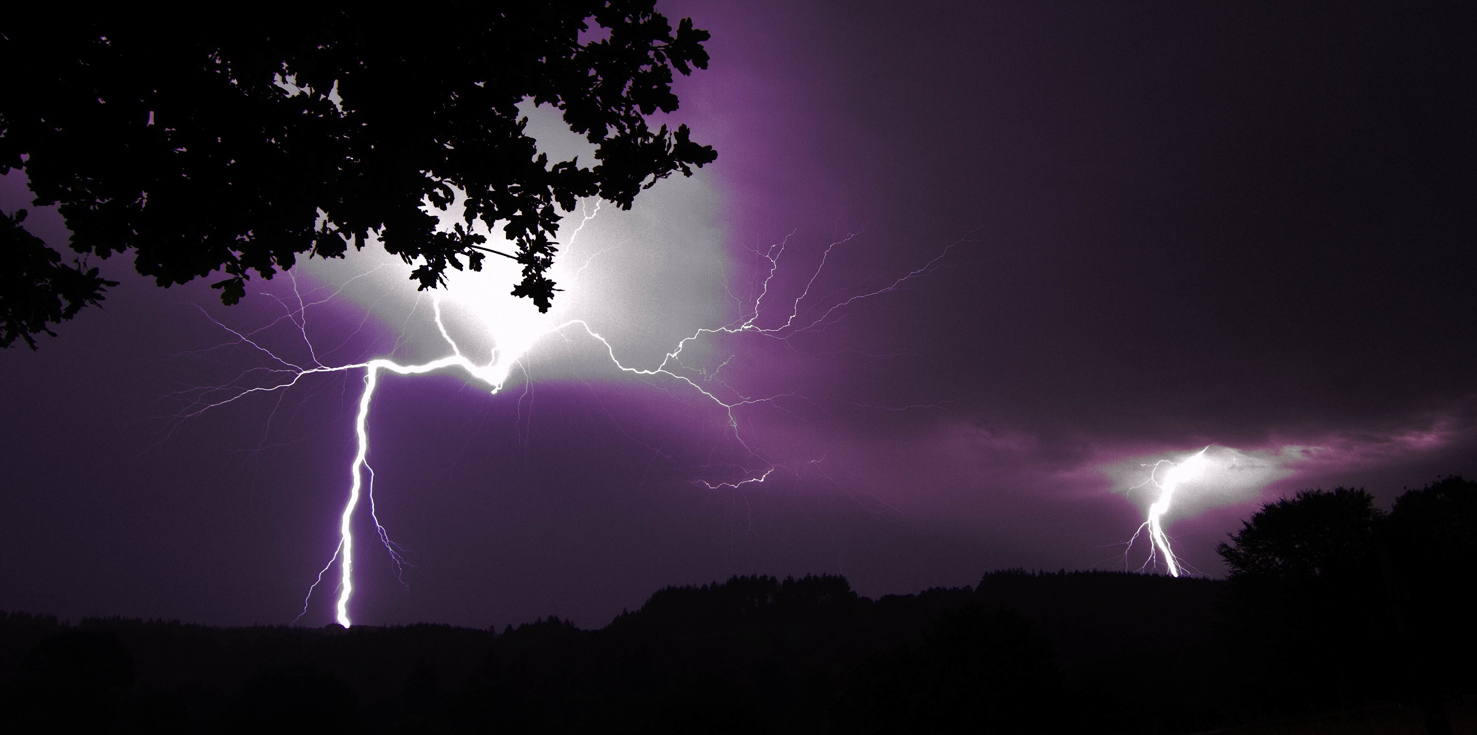 Download mobile wallpaper Sky, Lightning, Purple, Cloud, Photography for free.