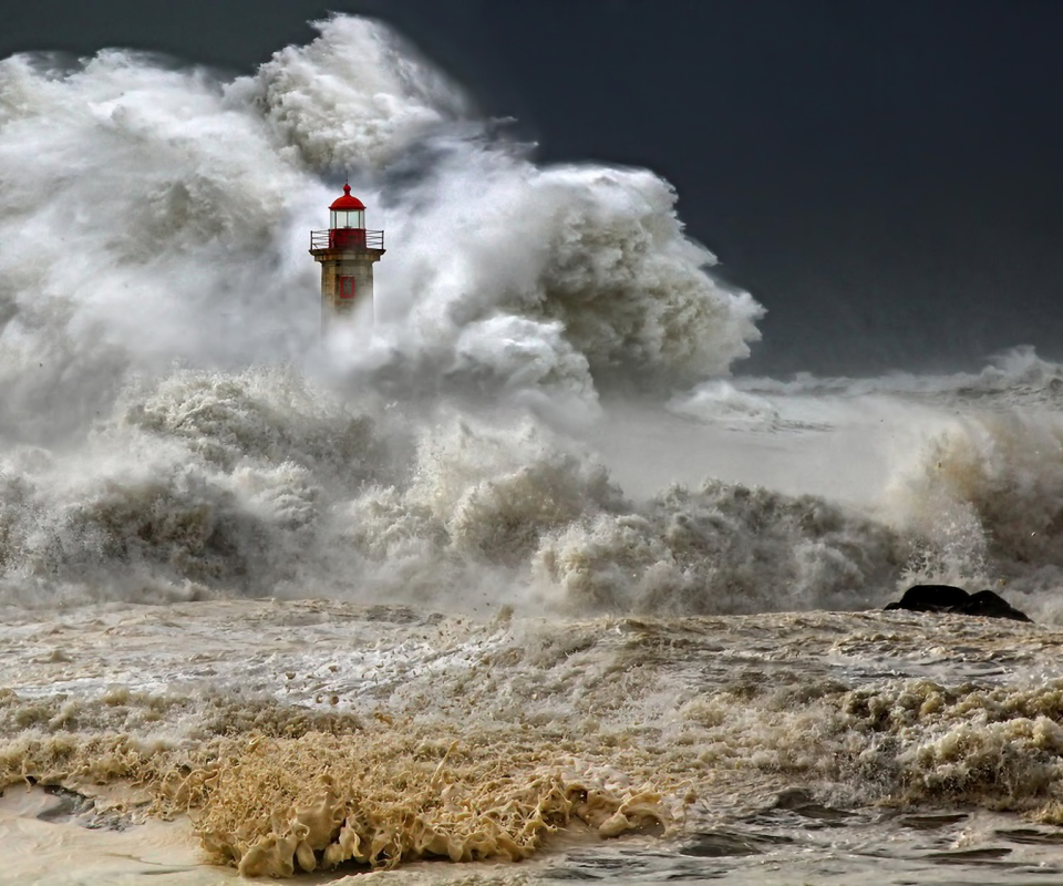 Download mobile wallpaper Sea, Ocean, Lighthouse, Storm, Wave, Man Made for free.