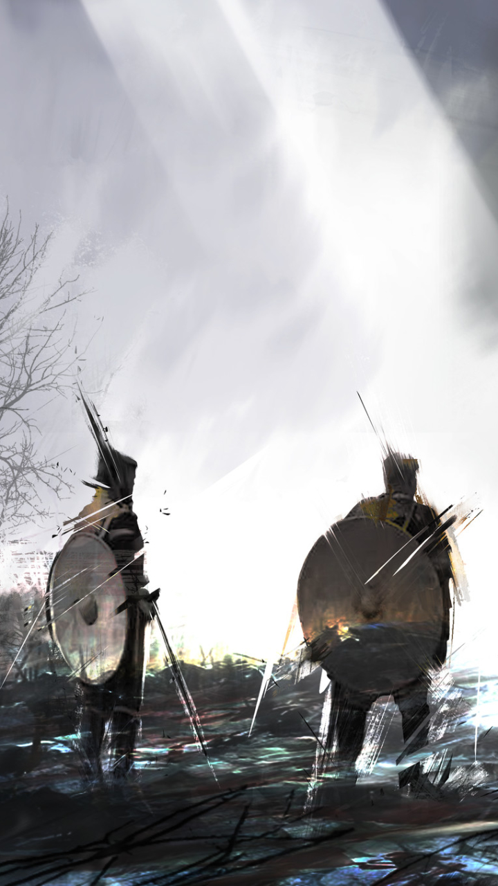 Download mobile wallpaper Fantasy, Shield, Warrior for free.