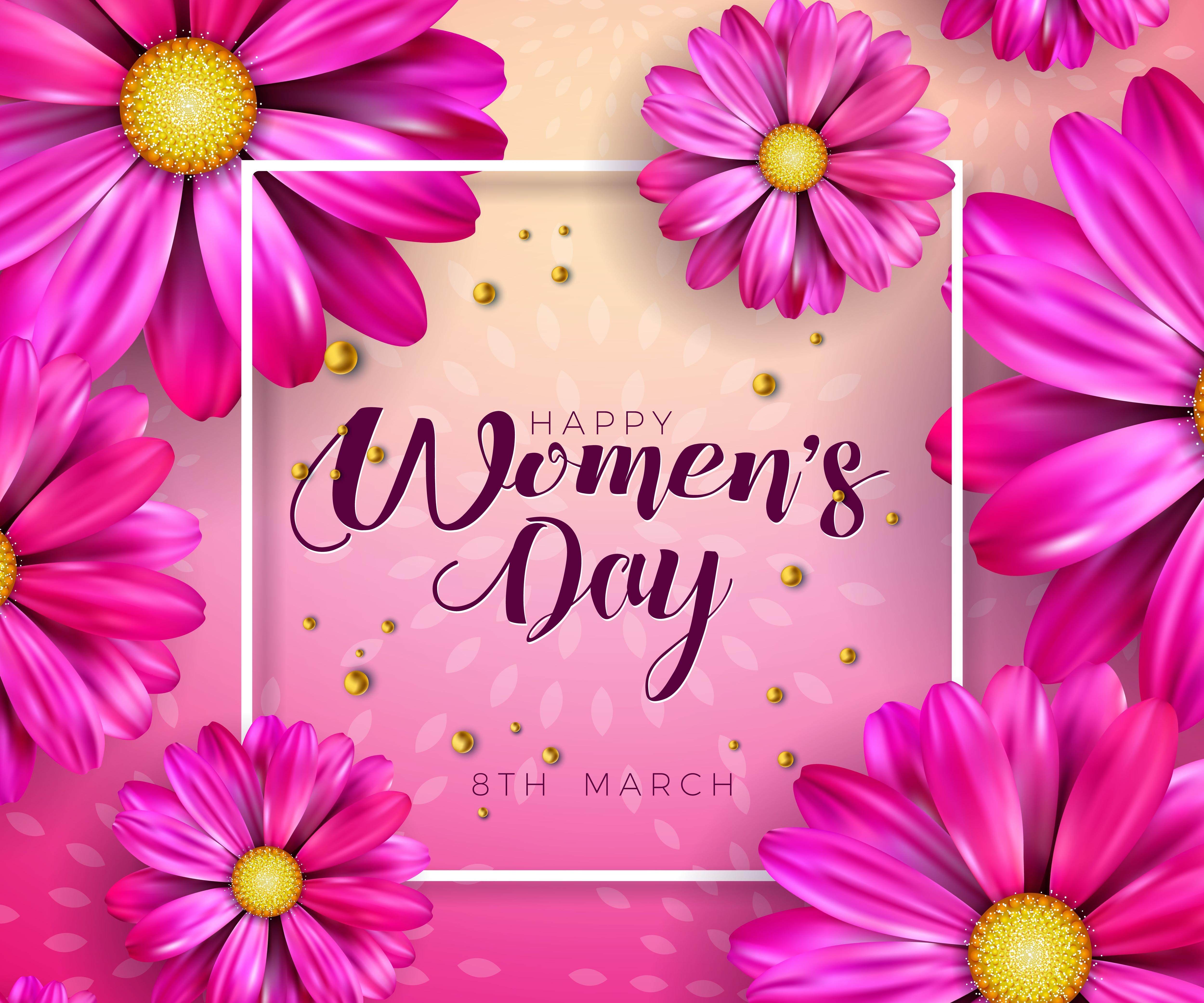Download mobile wallpaper Holiday, Pink Flower, Women's Day, Happy Women's Day for free.
