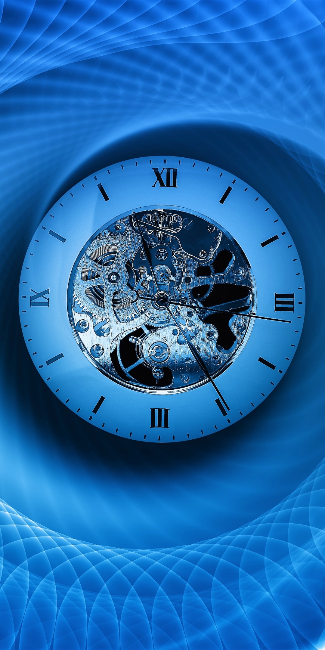 無料モバイル壁紙時計, 青い, フラクタル, 芸術的をダウンロードします。