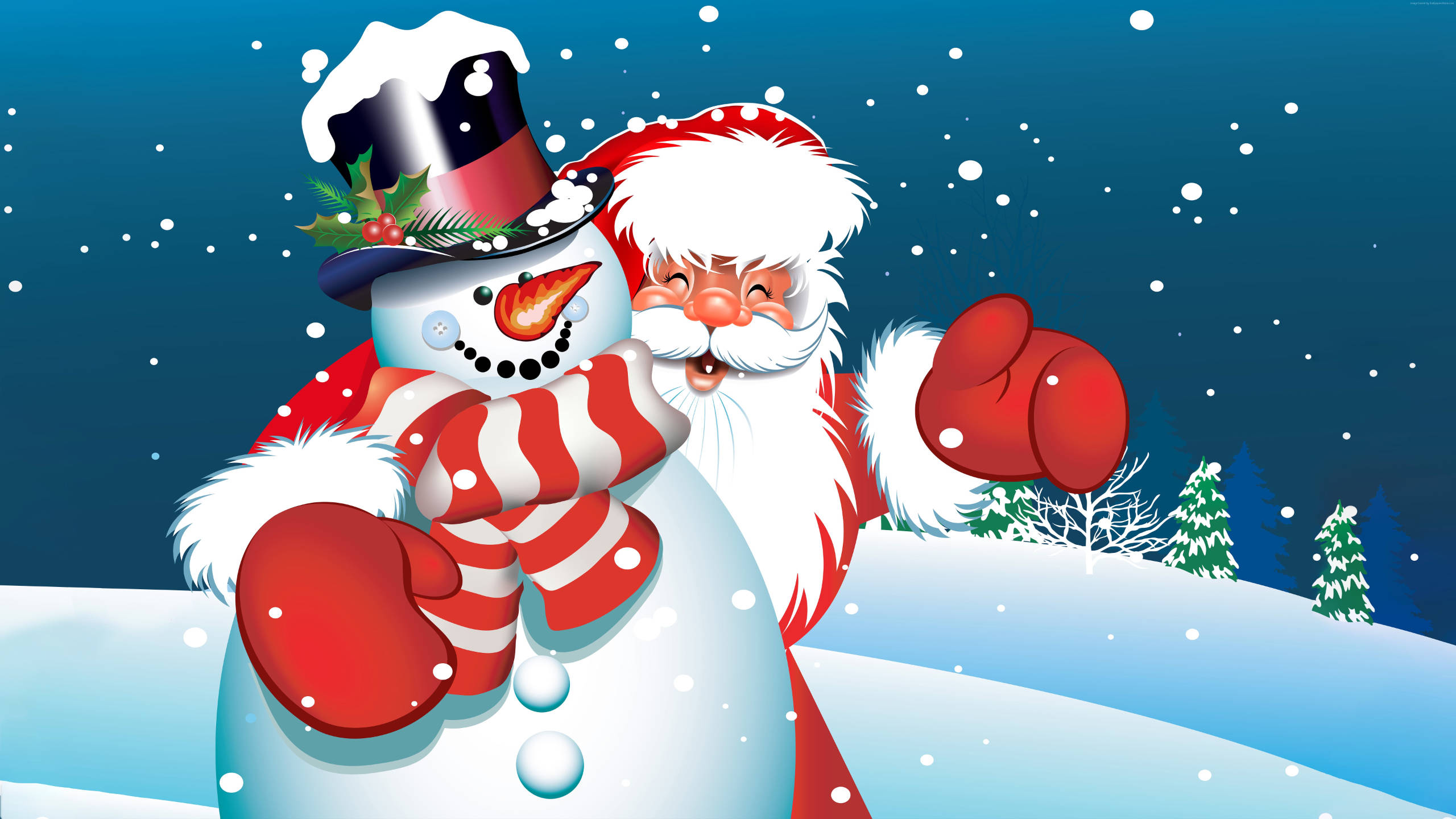 Скачати мобільні шпалери Різдво, Свято, Сніговик, Санта безкоштовно.