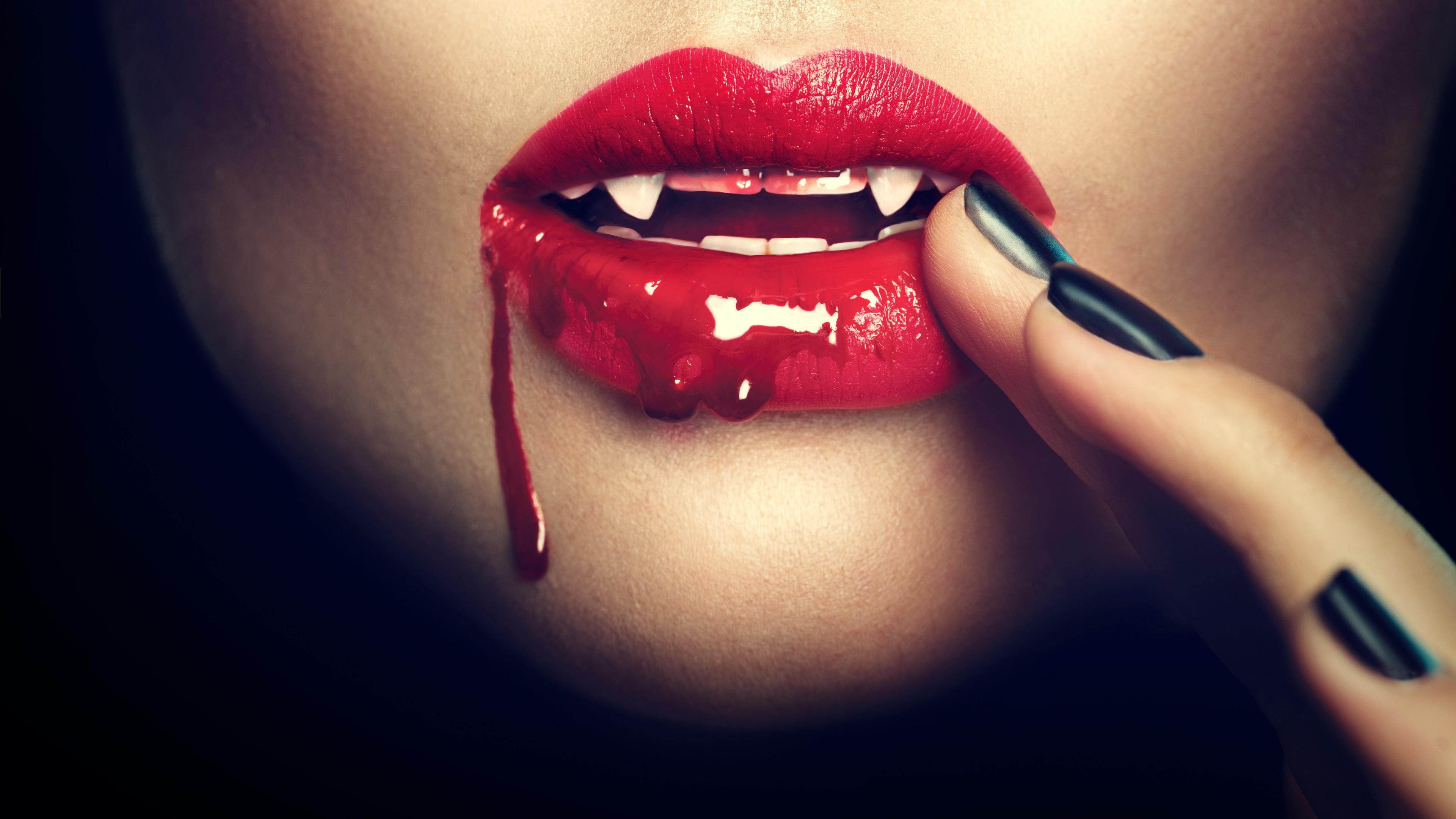 Handy-Wallpaper Blut, Düster, Vampir, Lippenstift kostenlos herunterladen.