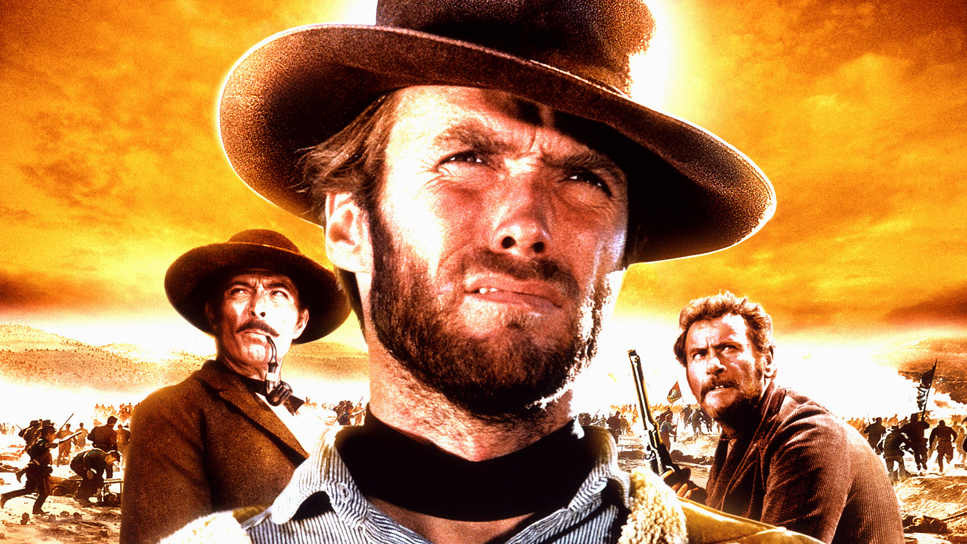 the good the bad and the ugly, clint eastwood, movie, eli wallach, lee van cleef