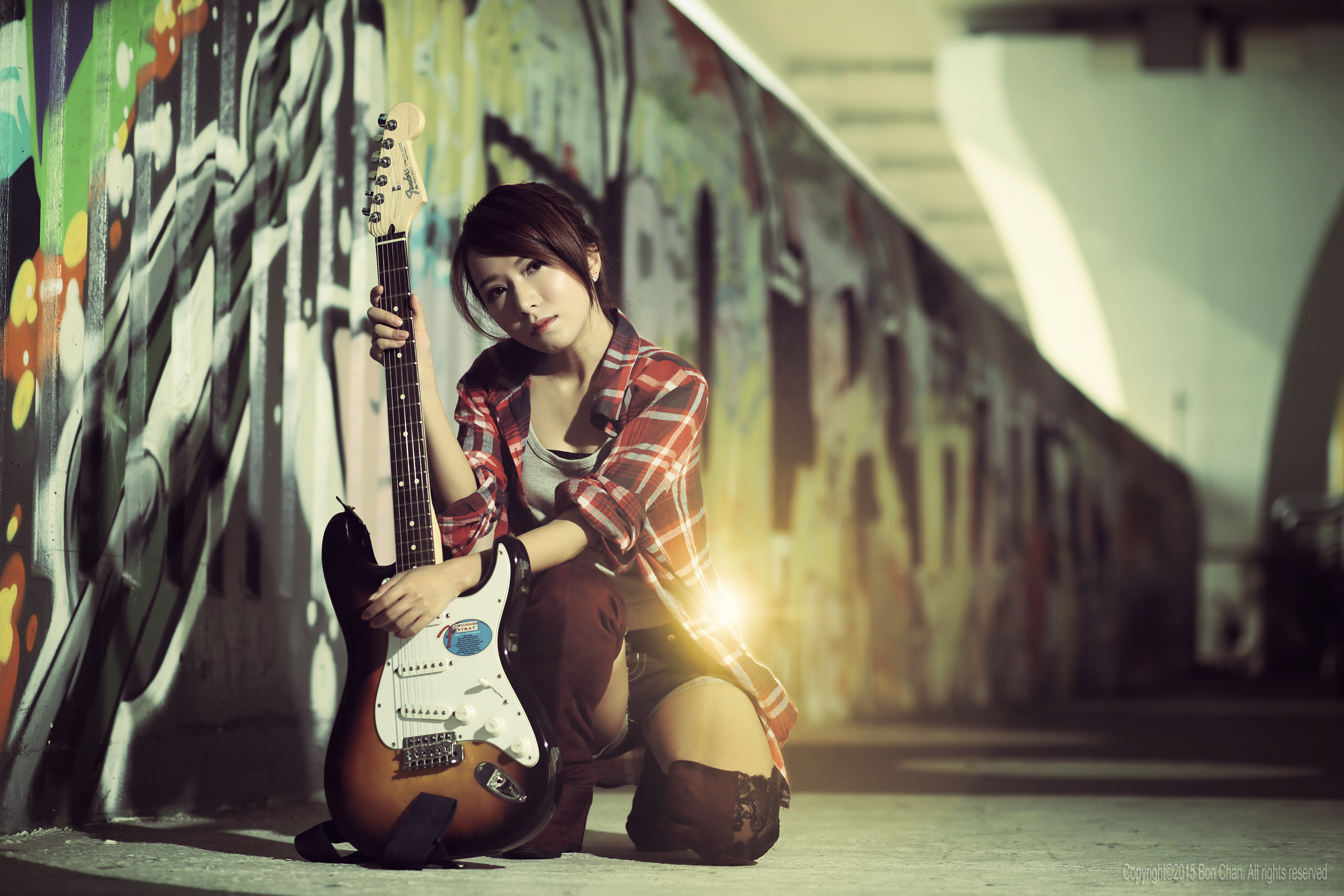 Download mobile wallpaper Guitar, Women, Asian for free.