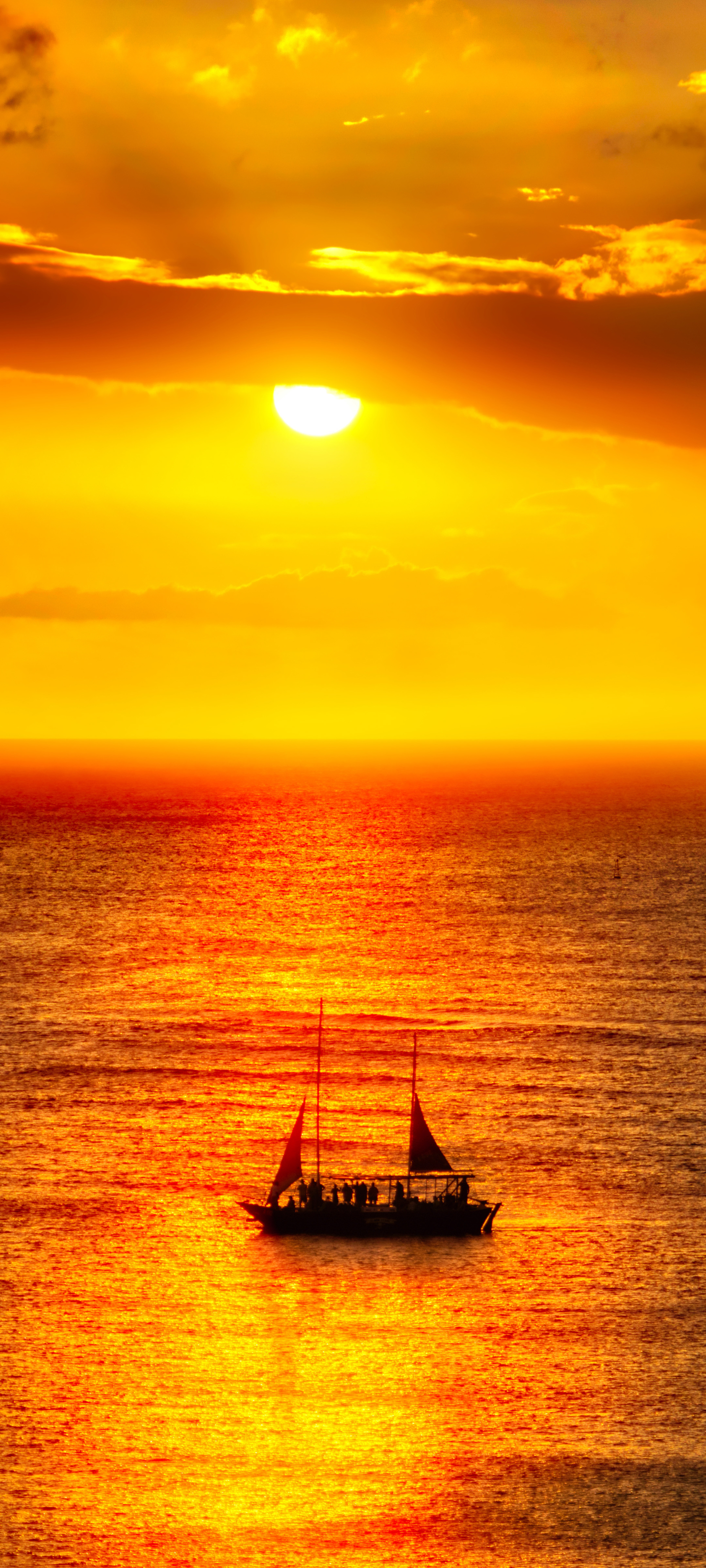 Download mobile wallpaper Sunset, Horizon, Ocean, Hdr, Sailboat, Sailing, Caribbean, Vehicles, Seascape for free.