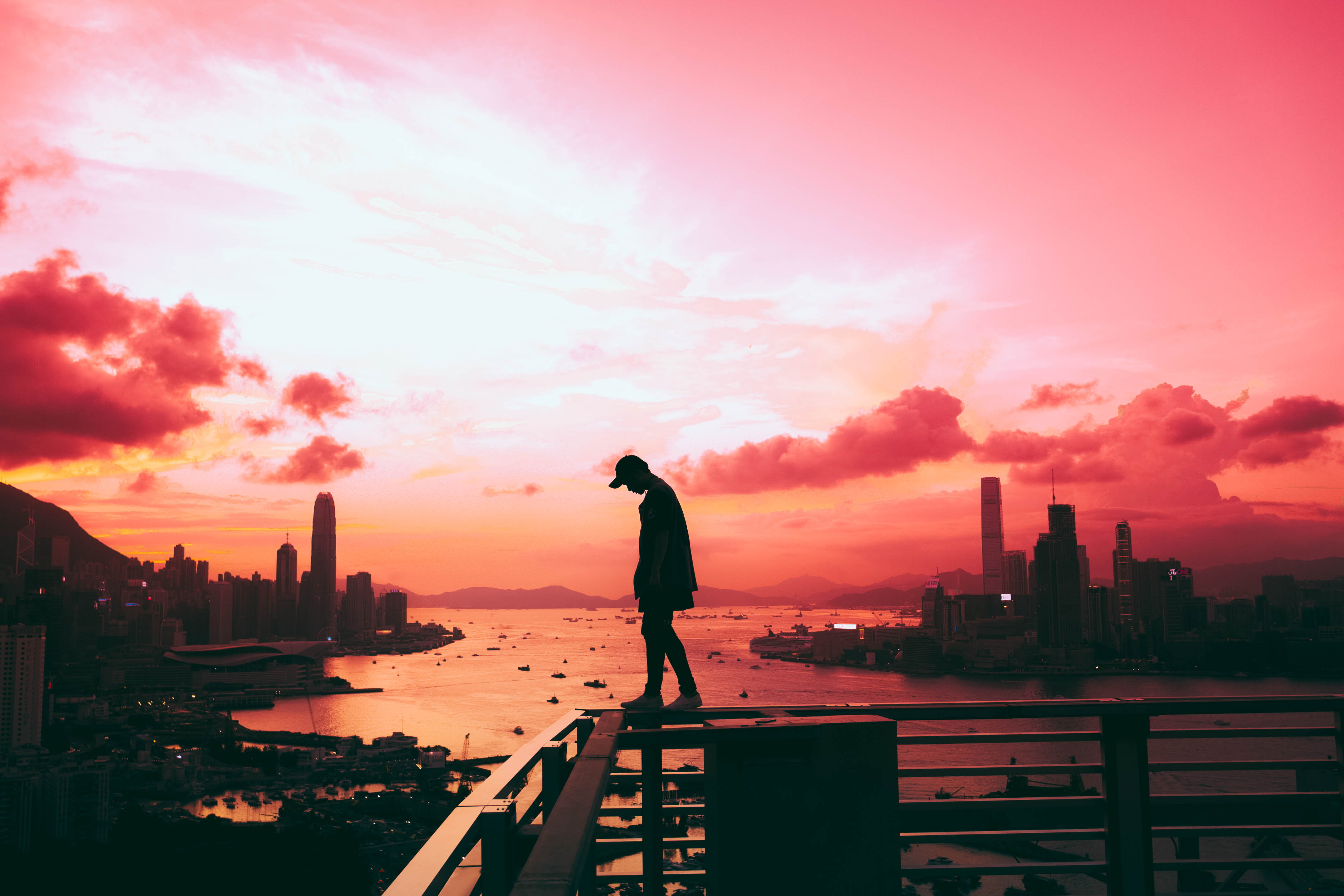 Download mobile wallpaper City, Sky, Nature, Sunset, Person, Human for free.