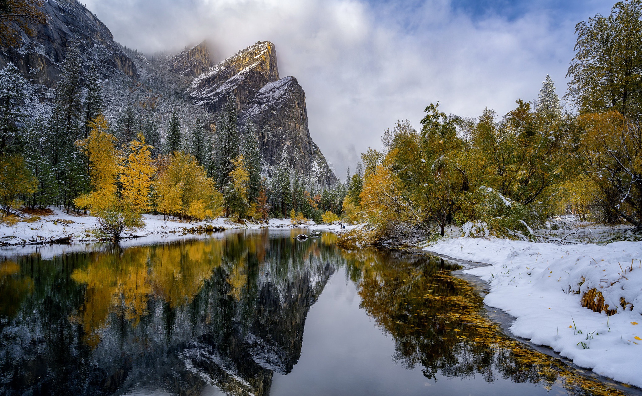 Téléchargez gratuitement l'image Automne, Montagne, Terre/nature, Rivière, Réflection sur le bureau de votre PC