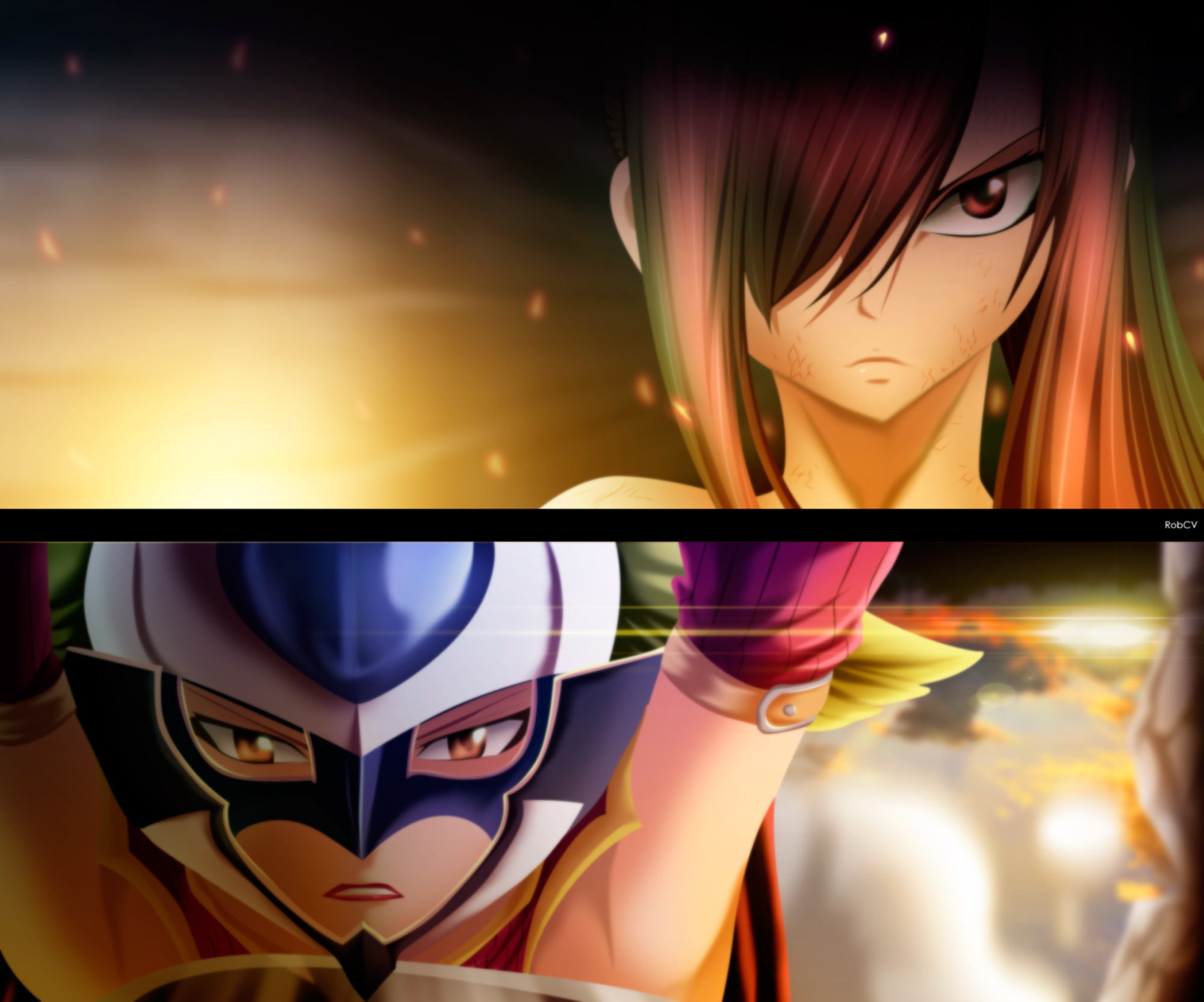 Handy-Wallpaper Animes, Fairy Tail, Erza Scarlet, Kyôka (Feenschwanz) kostenlos herunterladen.