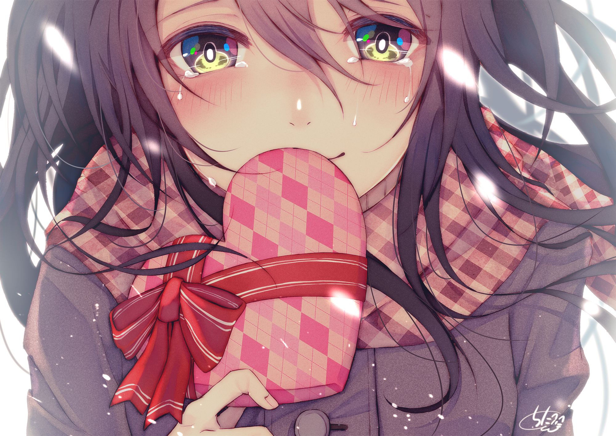 Download mobile wallpaper Valentine's Day, Anime, Heart, Tears, Original for free.