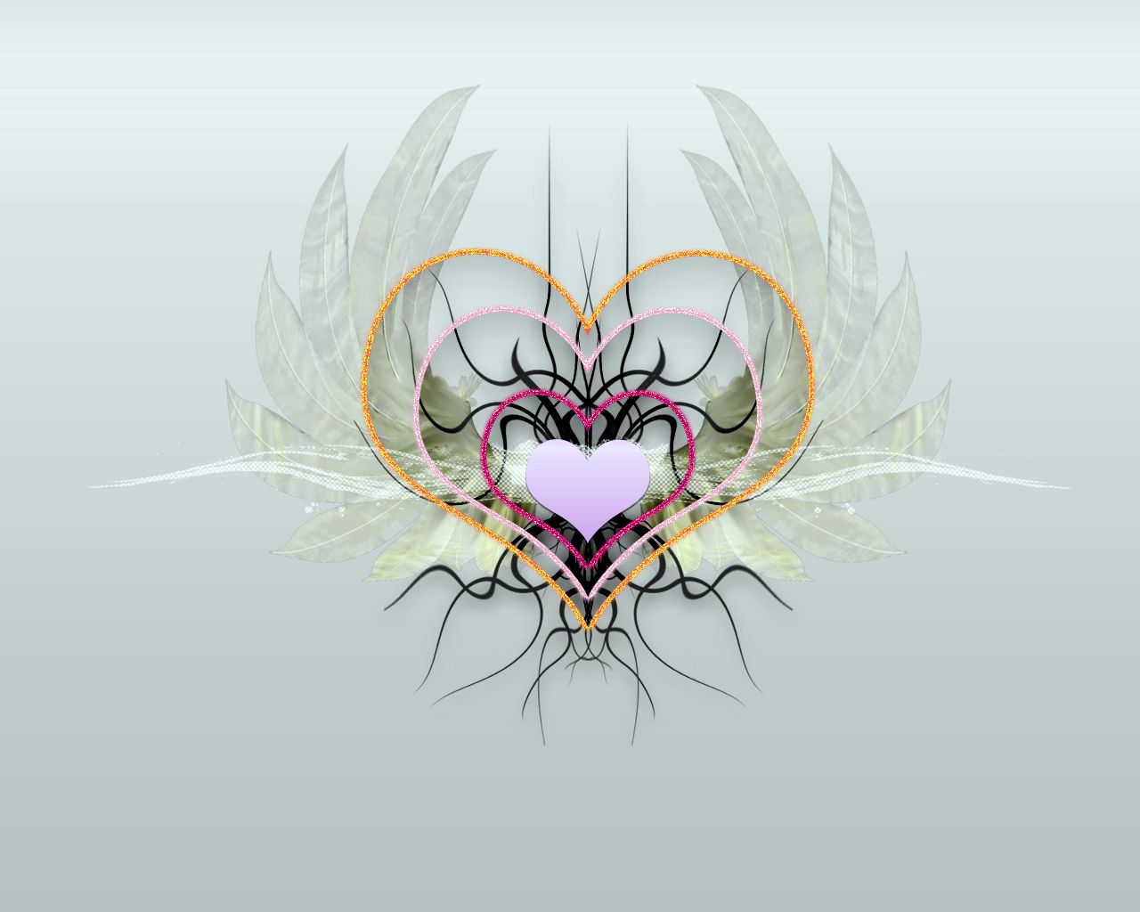 Download mobile wallpaper Wings, Picture, Heart, Drawing, Love for free.