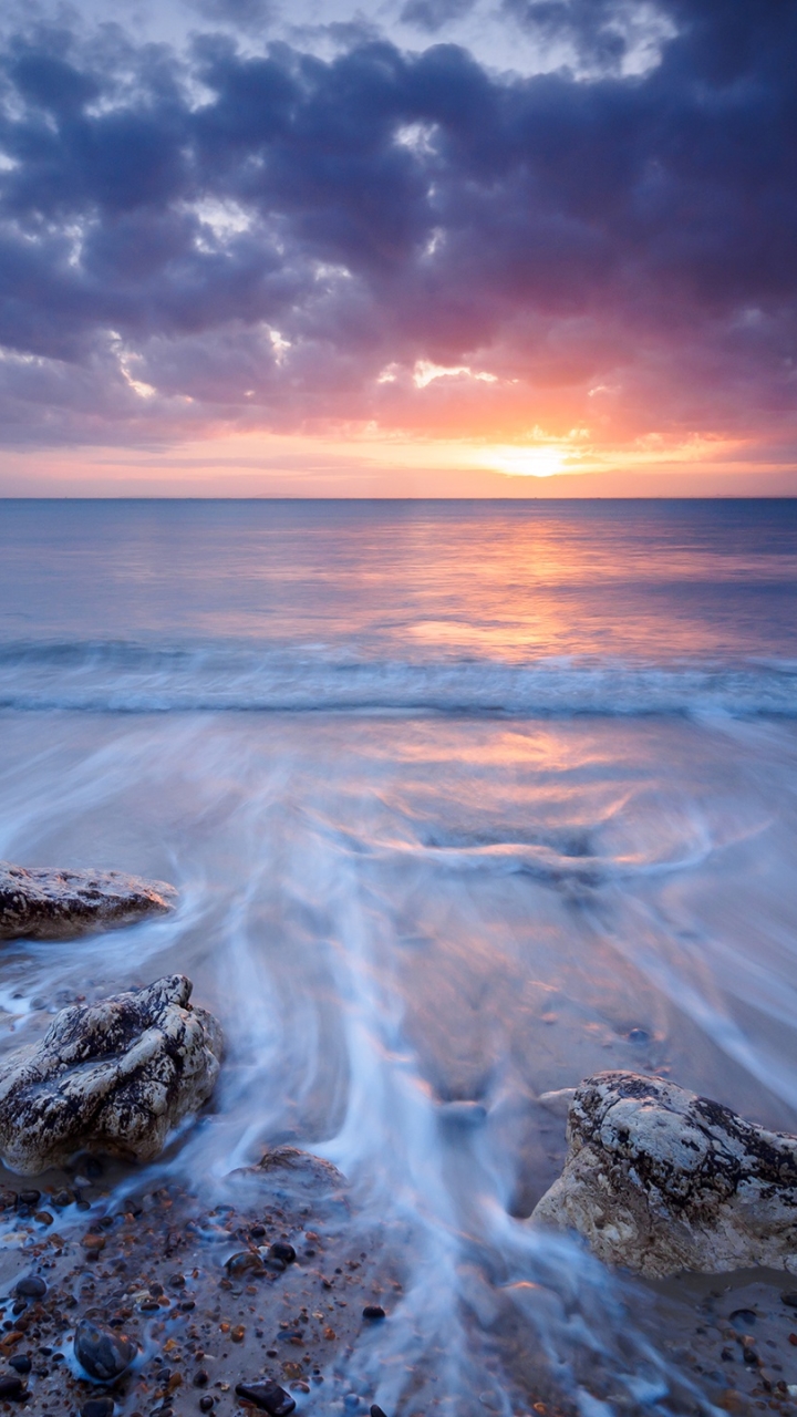 Download mobile wallpaper Nature, Sunset, Horizon, Ocean, Earth for free.