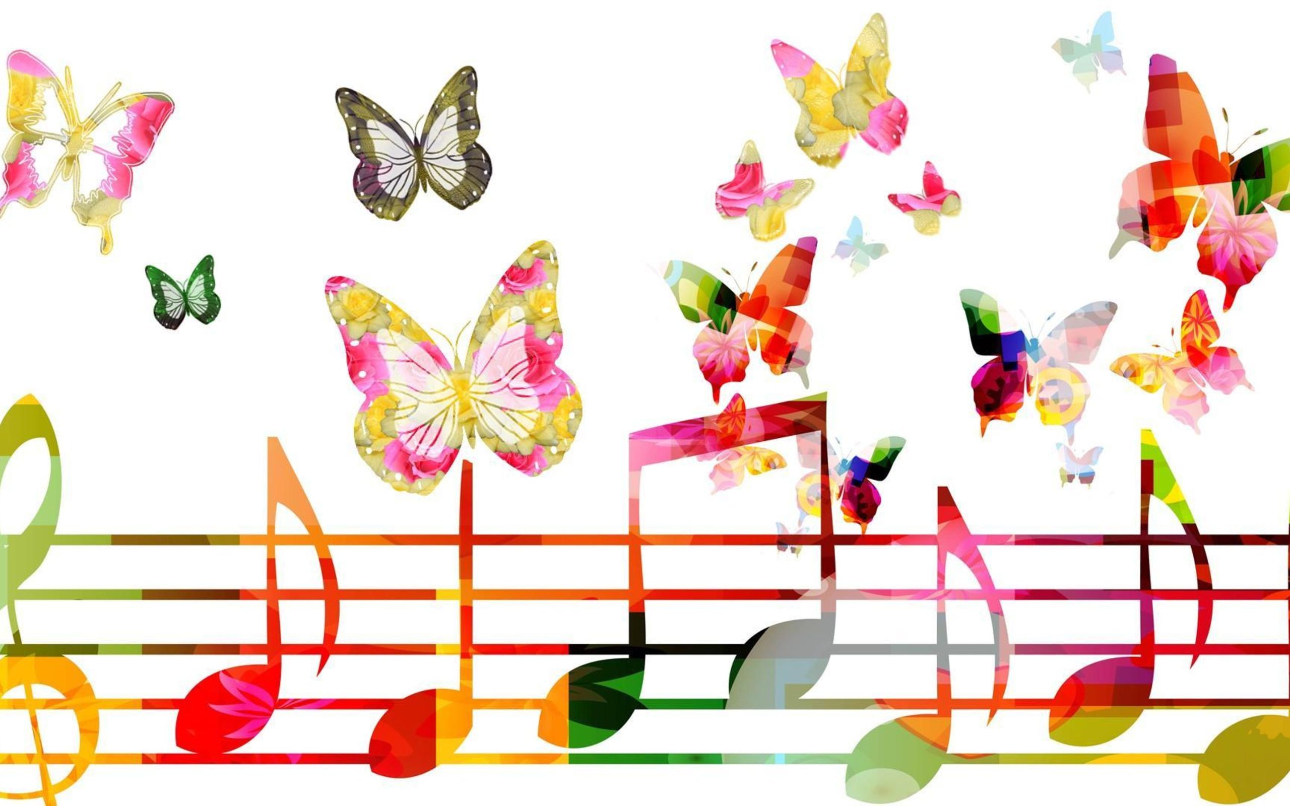 musical note, music, artistic, butterfly, colorful, colors