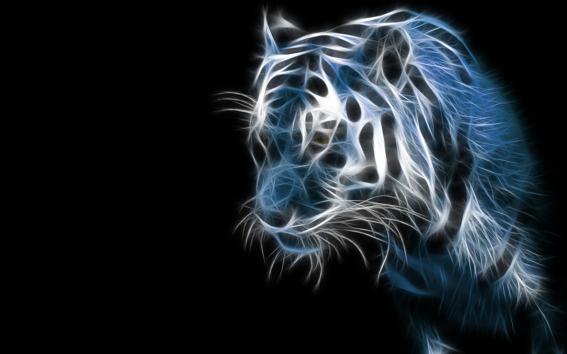white tiger, animal, cats, fractal