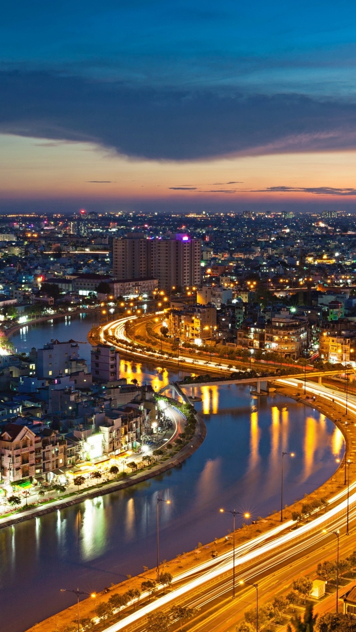 無料モバイル壁紙都市, ベトナム, ホーチミン市, マンメイド, サイゴン川をダウンロードします。