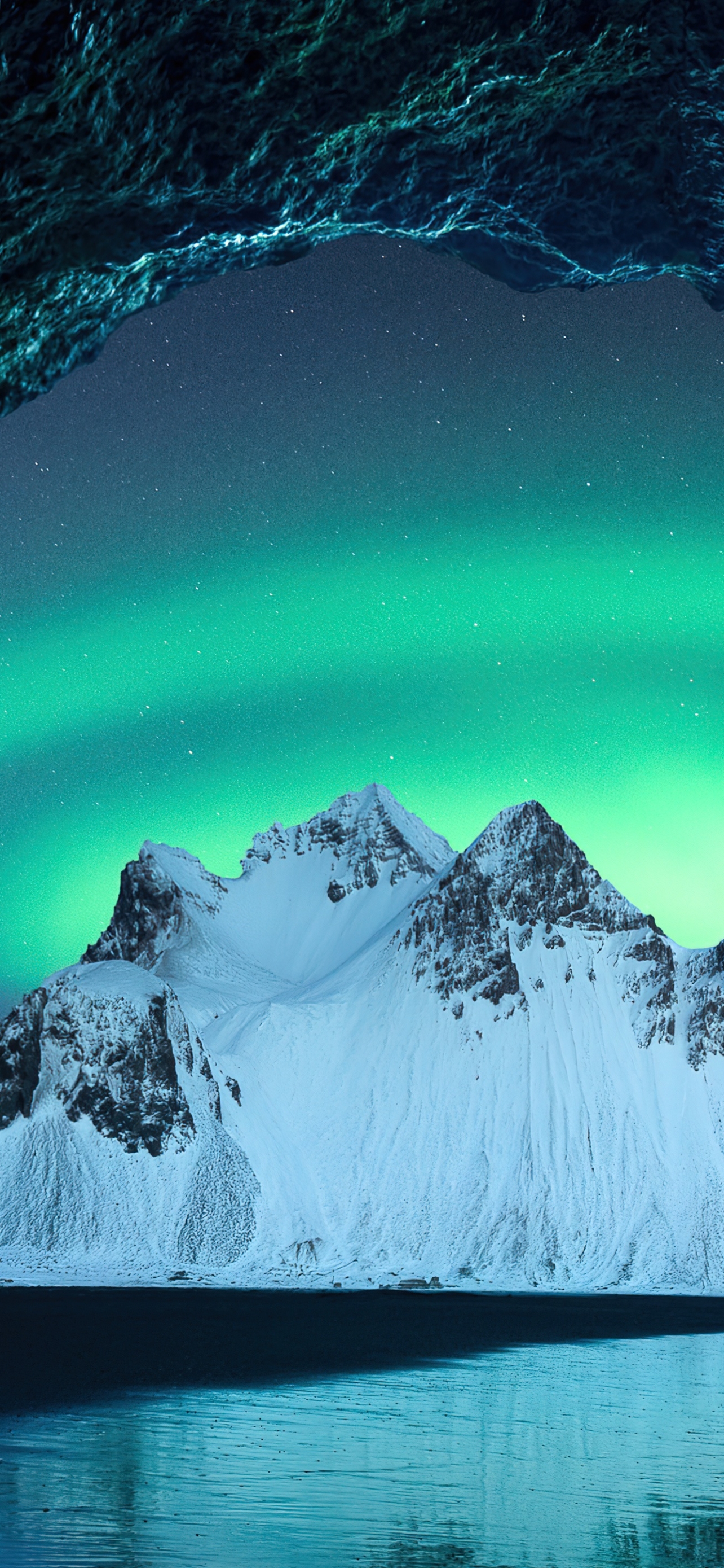 Download mobile wallpaper Night, Mountain, Earth, Aurora Borealis for free.