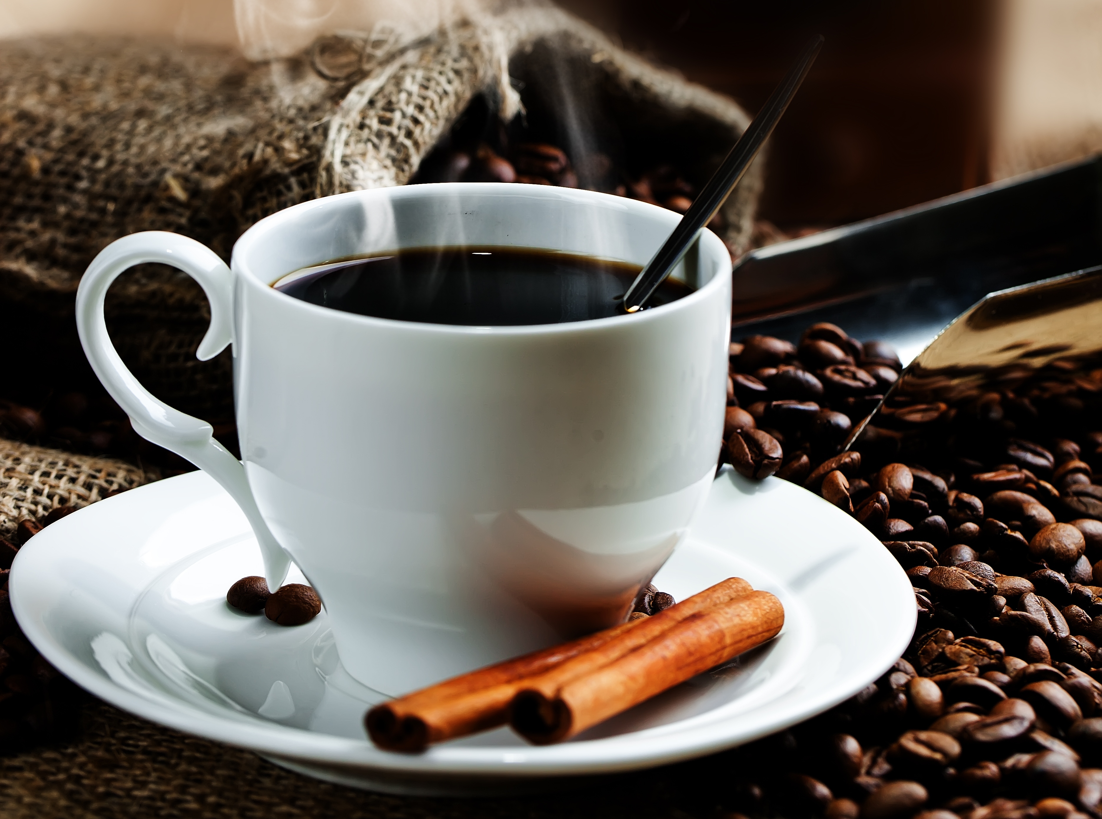 Laden Sie das Tasse, Kaffeebohnen, Zimt, Nahrungsmittel, Kaffee-Bild kostenlos auf Ihren PC-Desktop herunter