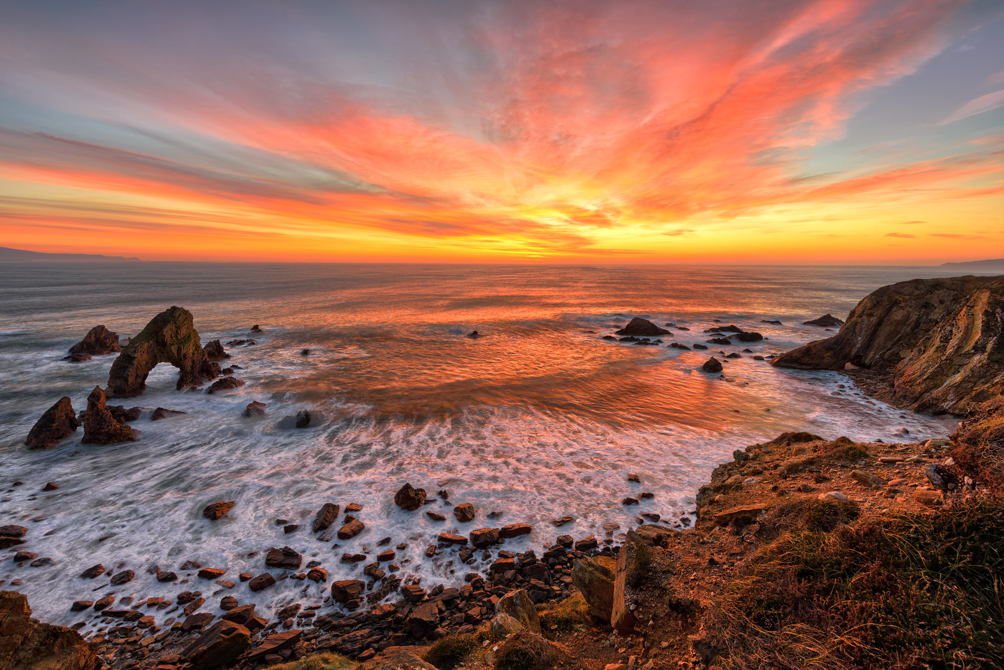 Download mobile wallpaper Sunset, Ocean, Earth, Coastline for free.