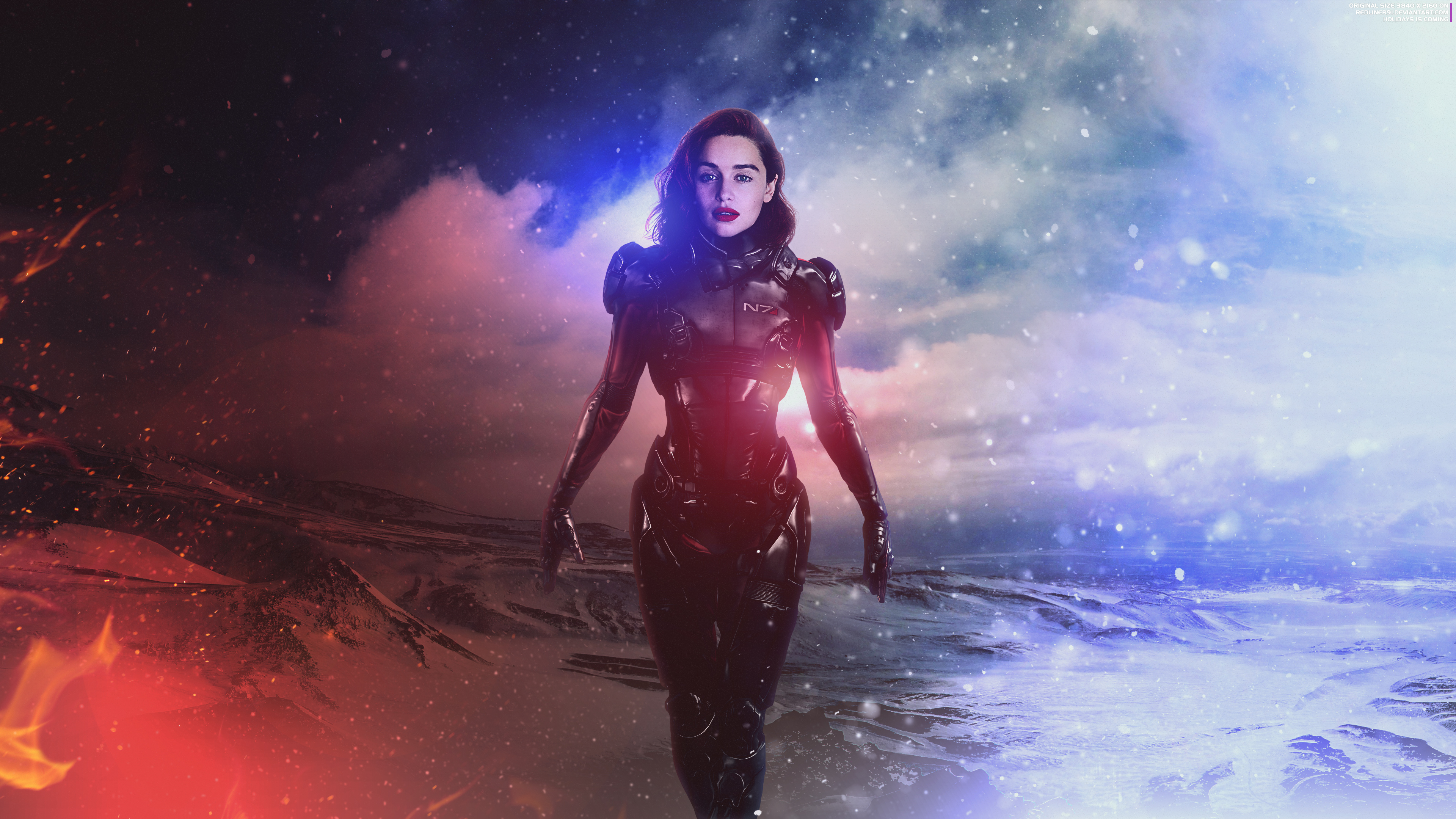 Handy-Wallpaper Frauen, Cosplay, Emilia Clarke, Mass Effect: Andromeda kostenlos herunterladen.