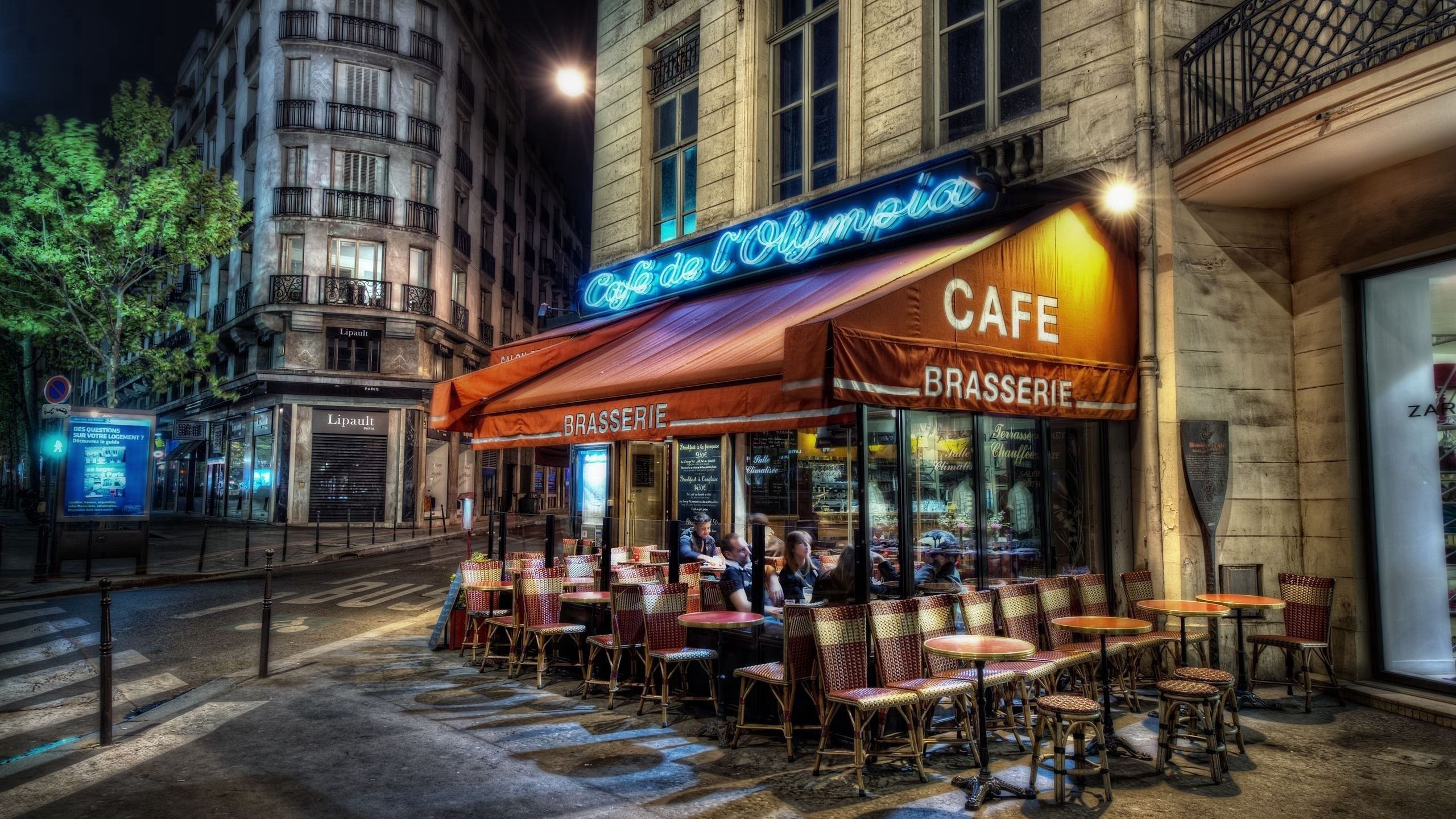 cafe, cities, paris, evening, romance, hdr, street, café