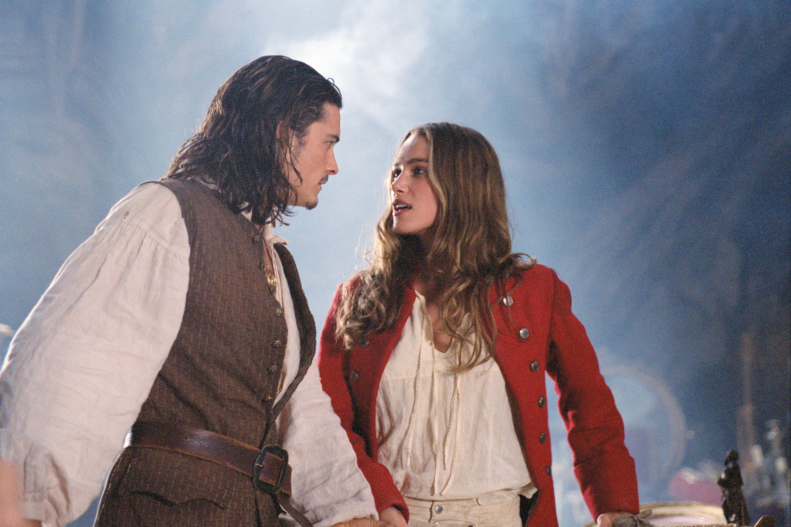 movie, pirates of the caribbean: the curse of the black pearl, elizabeth swann, keira knightley, orlando bloom, will turner, pirates of the caribbean