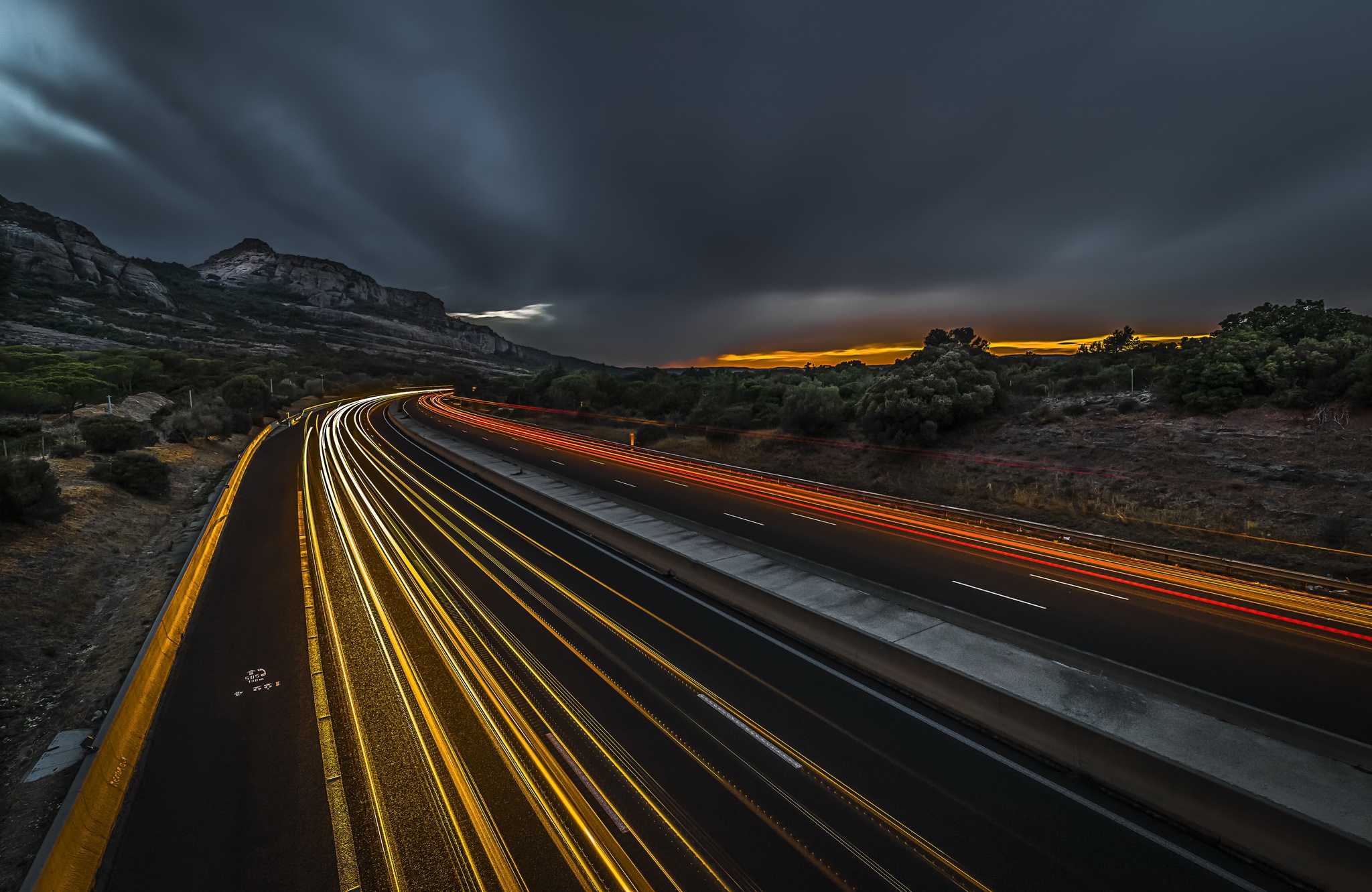 Download mobile wallpaper Night, Light, Road, Photography, Highway, Time Lapse for free.