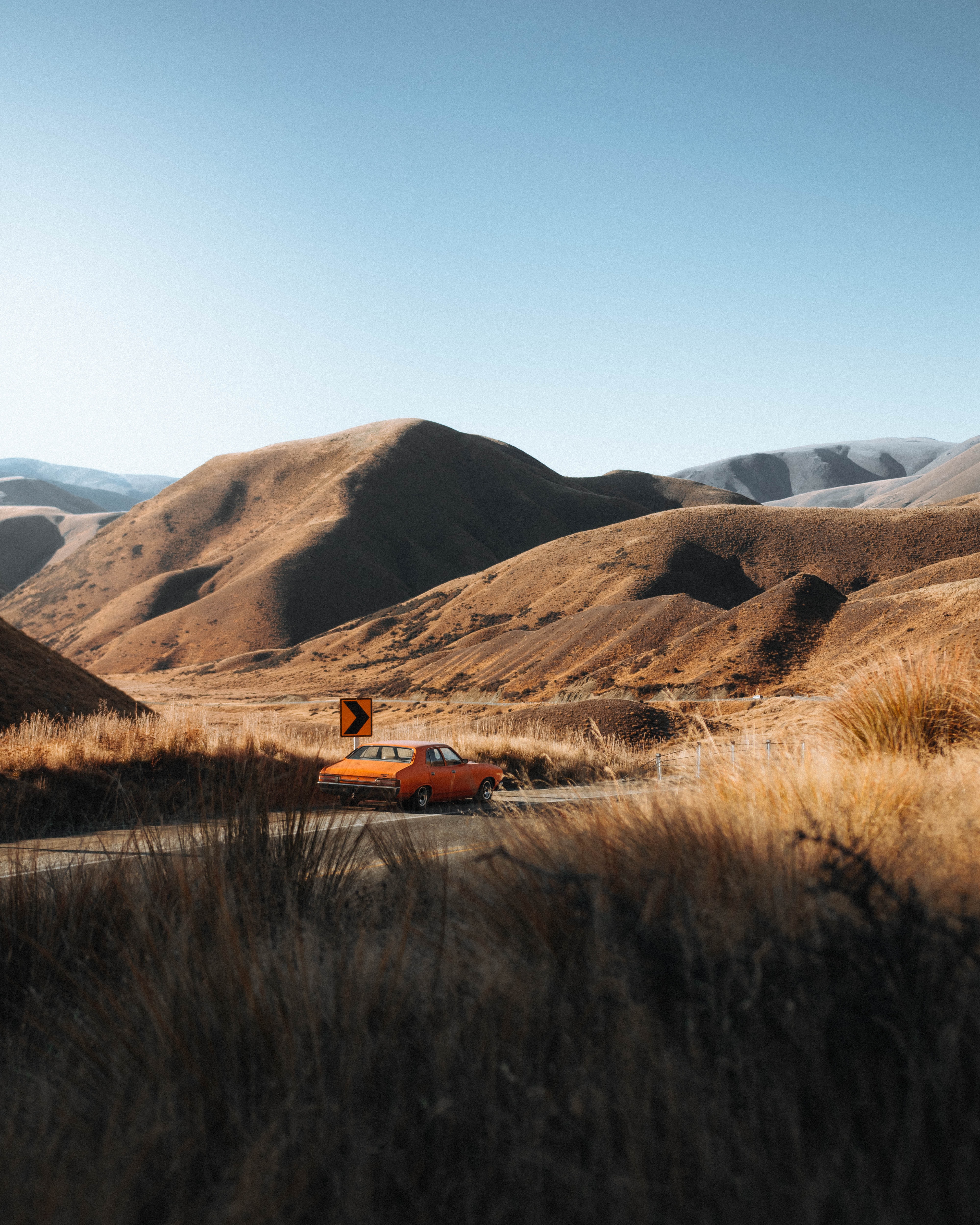 retro, car, nature, road, hills wallpapers for tablet