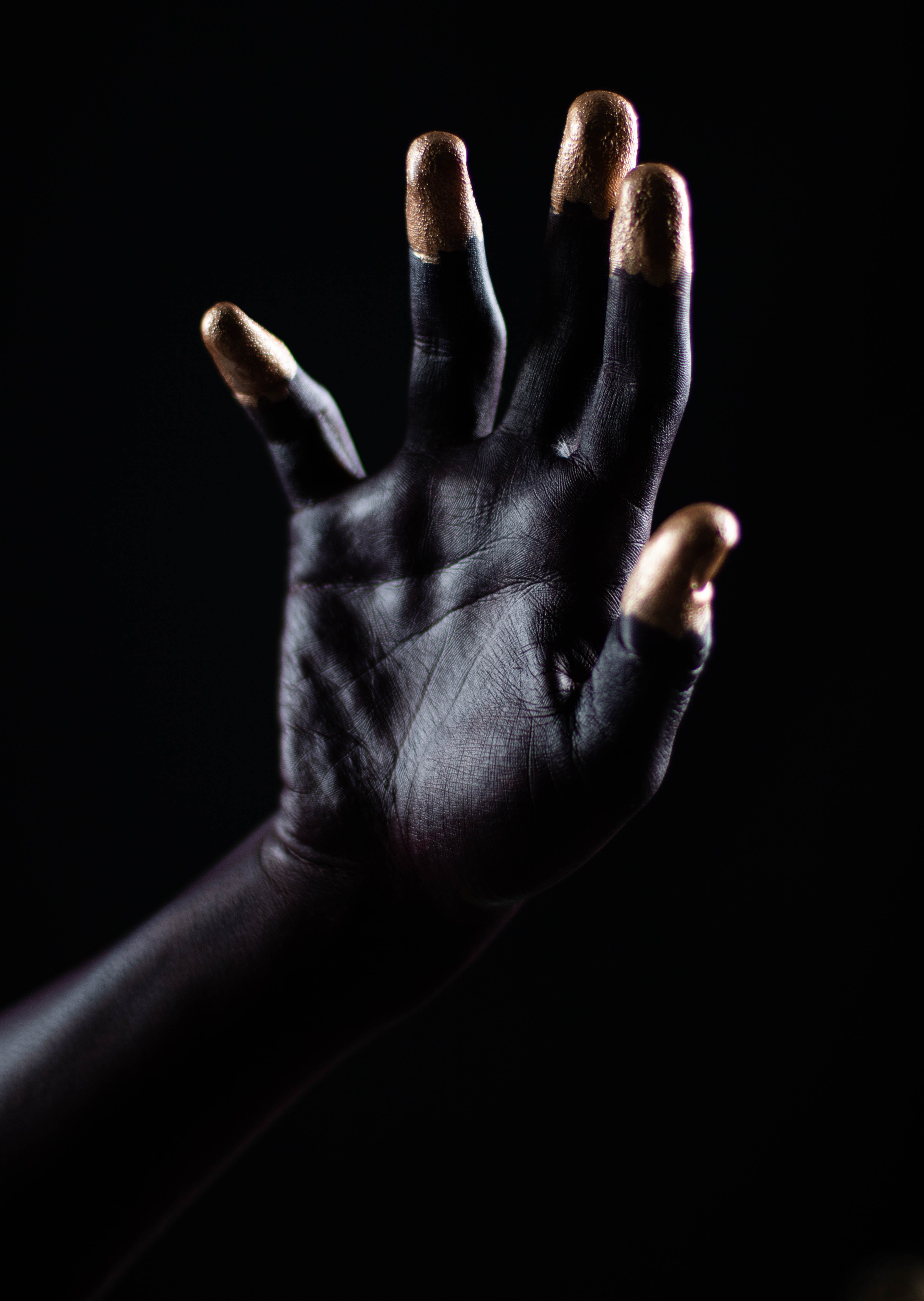dark, hand, paint, palm, fingers