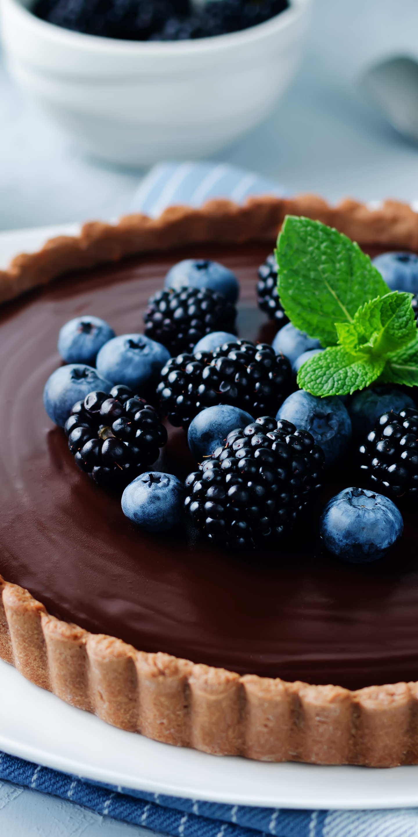 Download mobile wallpaper Food, Chocolate, Blueberry, Still Life, Blackberry, Cake, Berry, Fruit, Tart, Pastry for free.