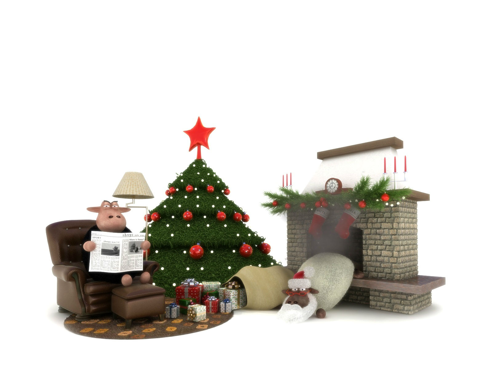 Free download wallpaper Christmas, Holiday, Christmas Tree, Sheep, Humor on your PC desktop
