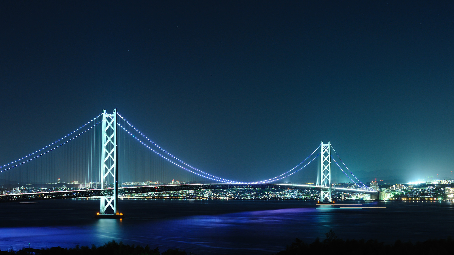 382421 descargar fondo de pantalla hecho por el hombre, puente akashi kaikyo, azul, puente, japón, kōbe (ciudad), puente de la perla, puentes: protectores de pantalla e imágenes gratis