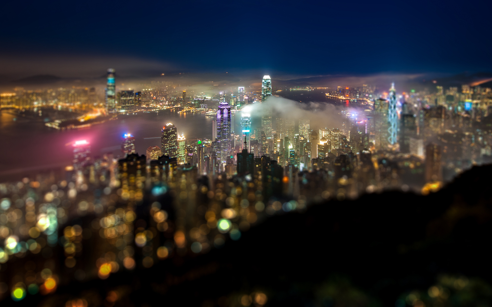 Download mobile wallpaper Tilt Shift, Hong Kong, Cities, Man Made for free.